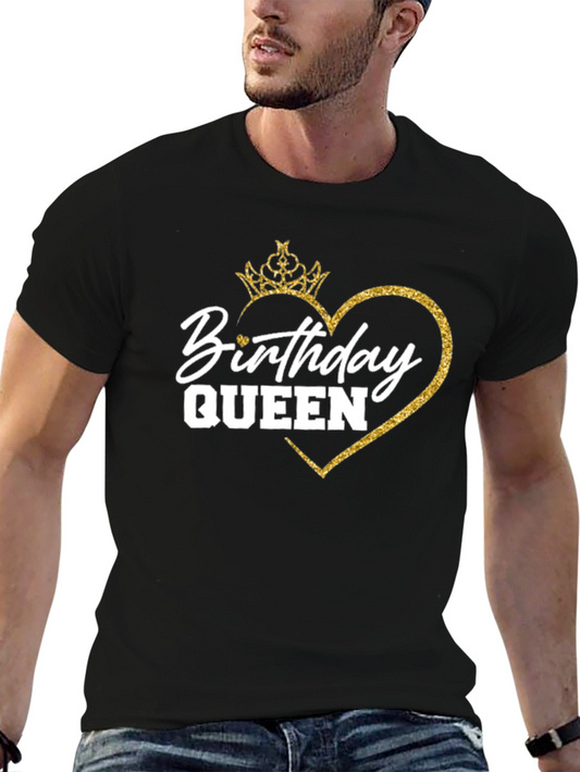 Birthday Queen T-Shirt - Gold Glitter Crown
