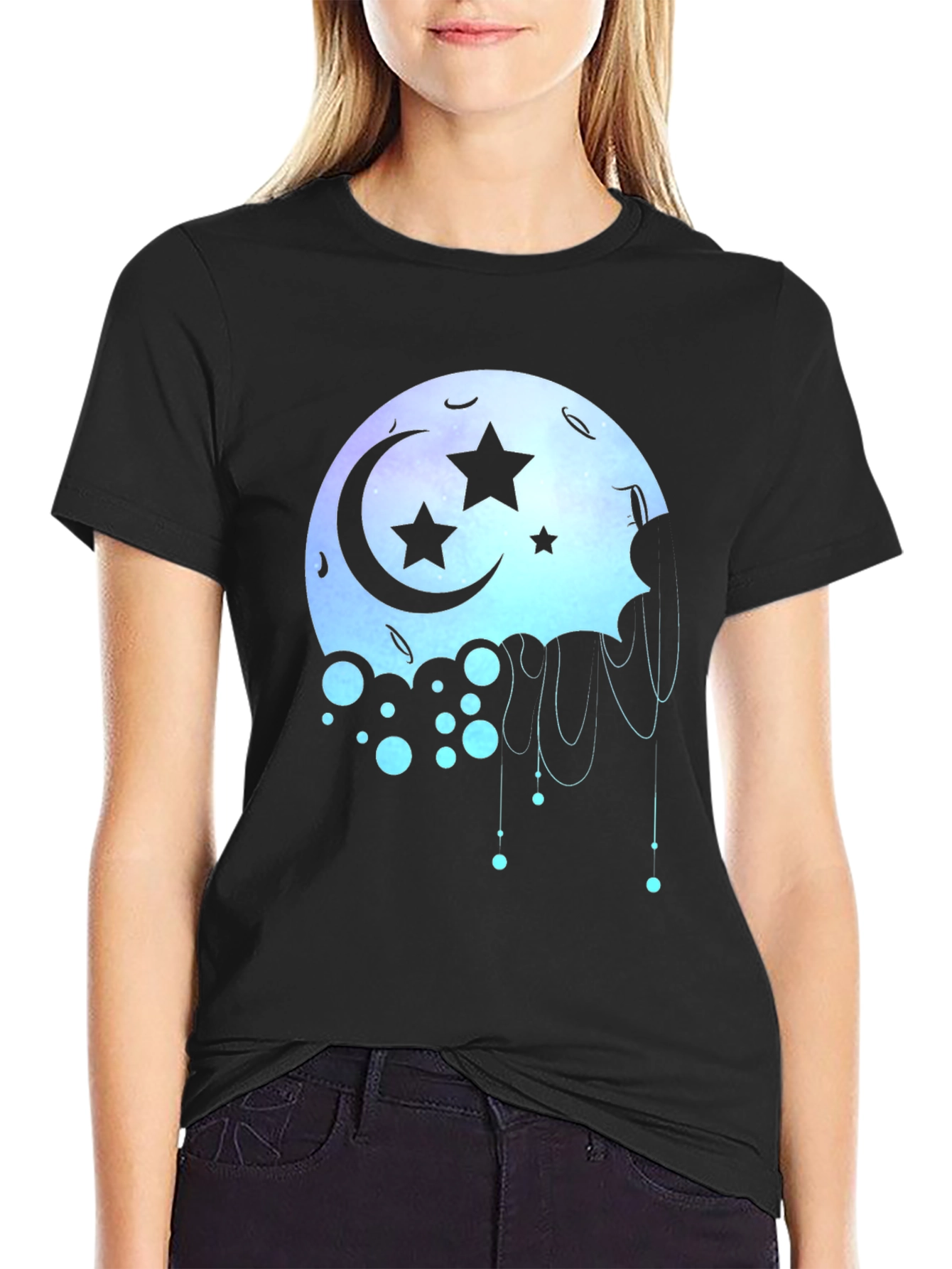Celestial Moon Star Graphic T-Shirt