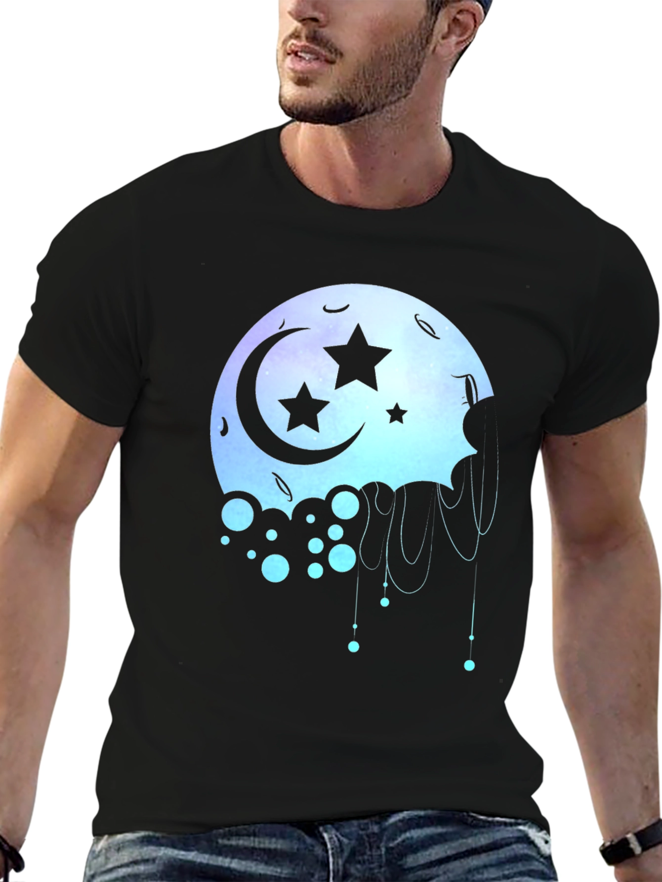Celestial Moon Star Graphic T-Shirt