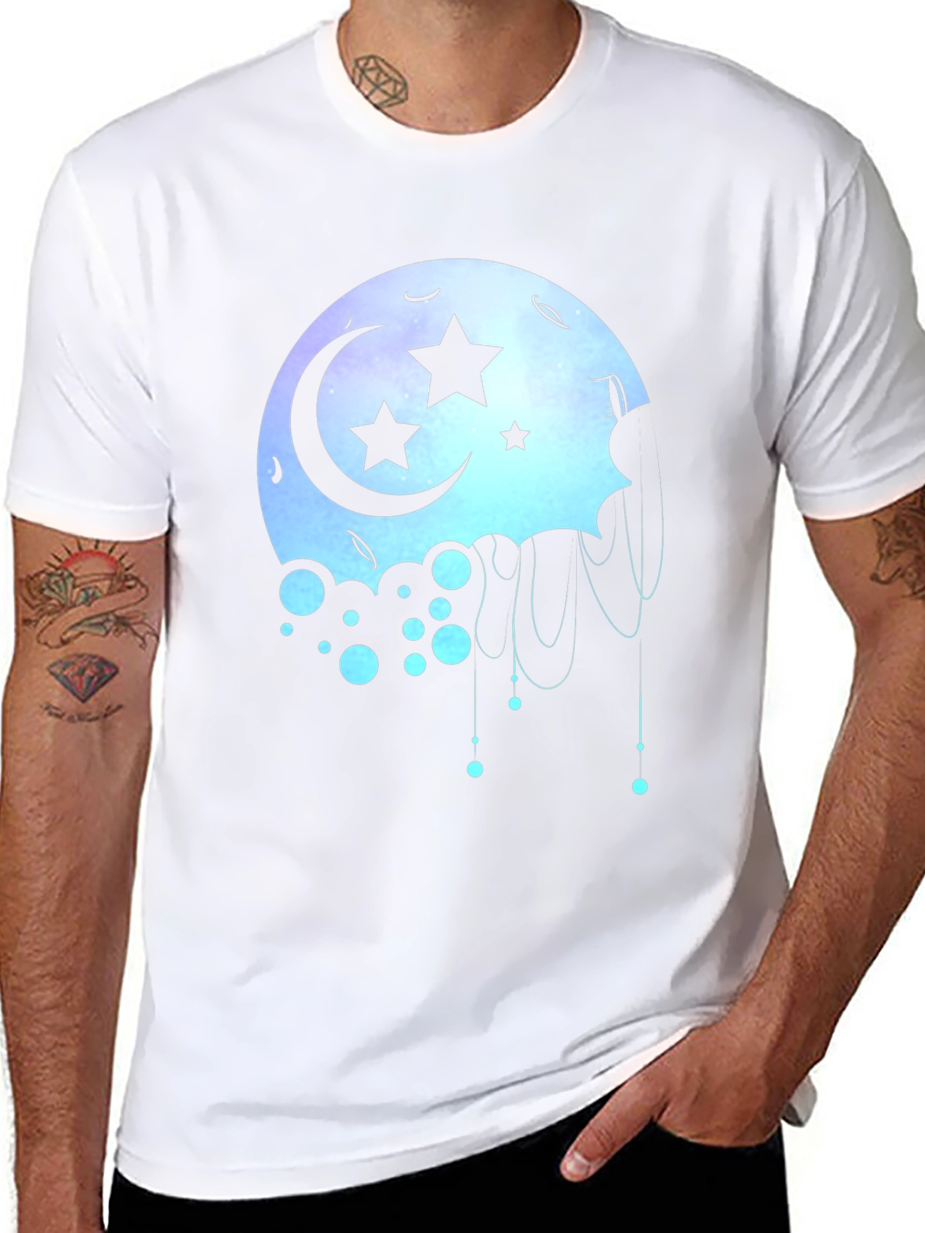 Celestial Moon Star Graphic T-Shirt