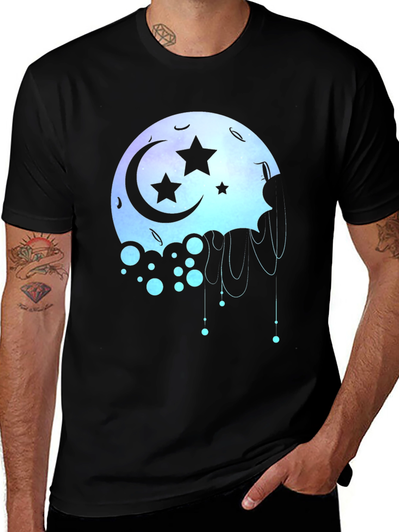 Celestial Moon Star Graphic T-Shirt