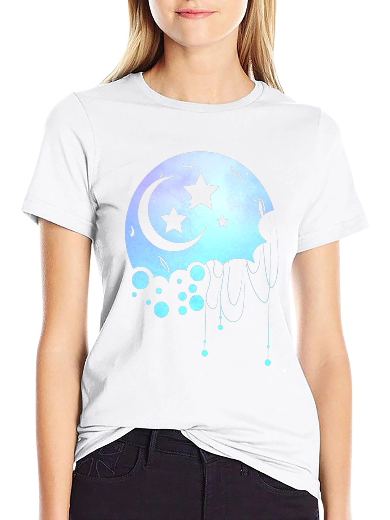 Celestial Moon Star Graphic T-Shirt