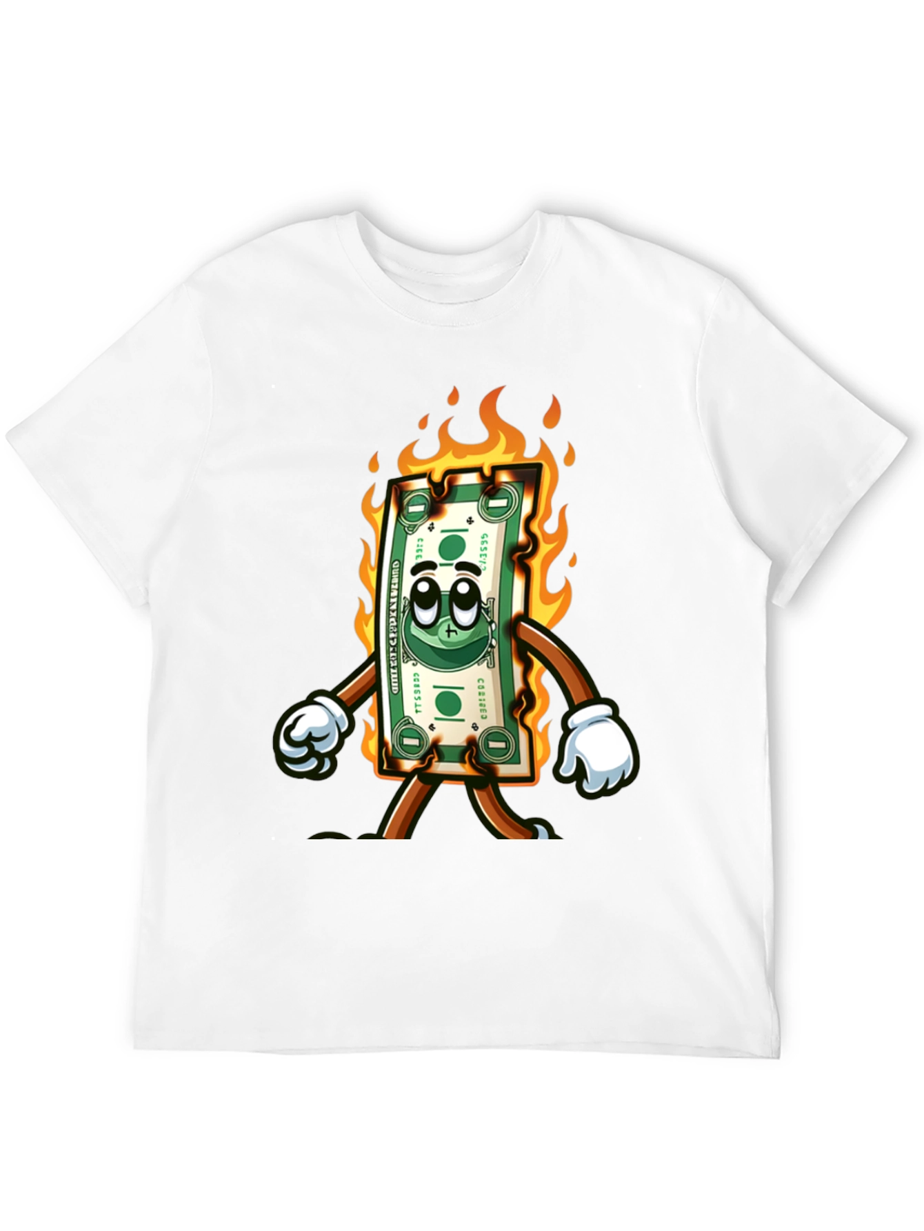 Burning Money Cartoon T-Shirt
