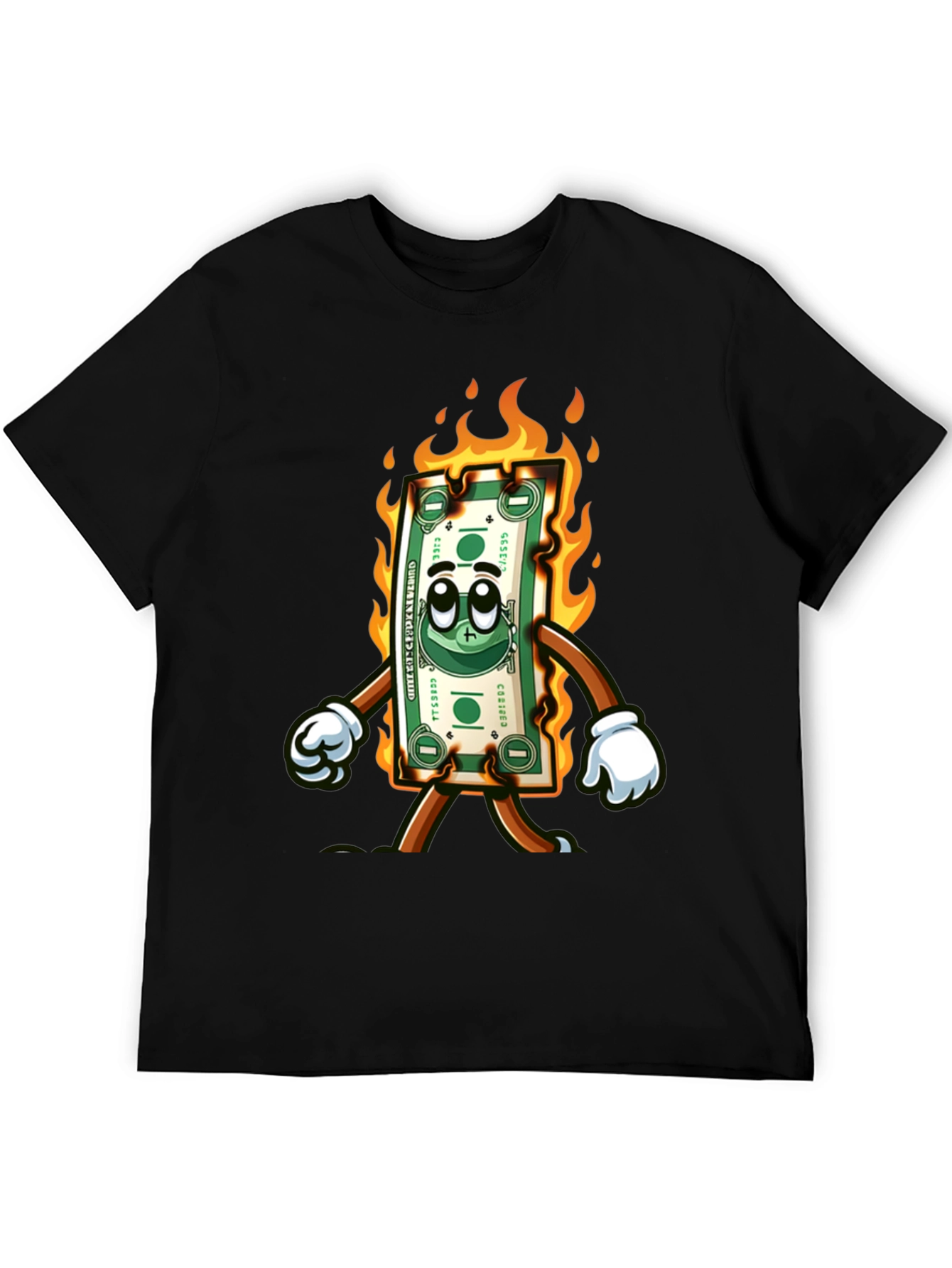 Burning Money Cartoon T-Shirt