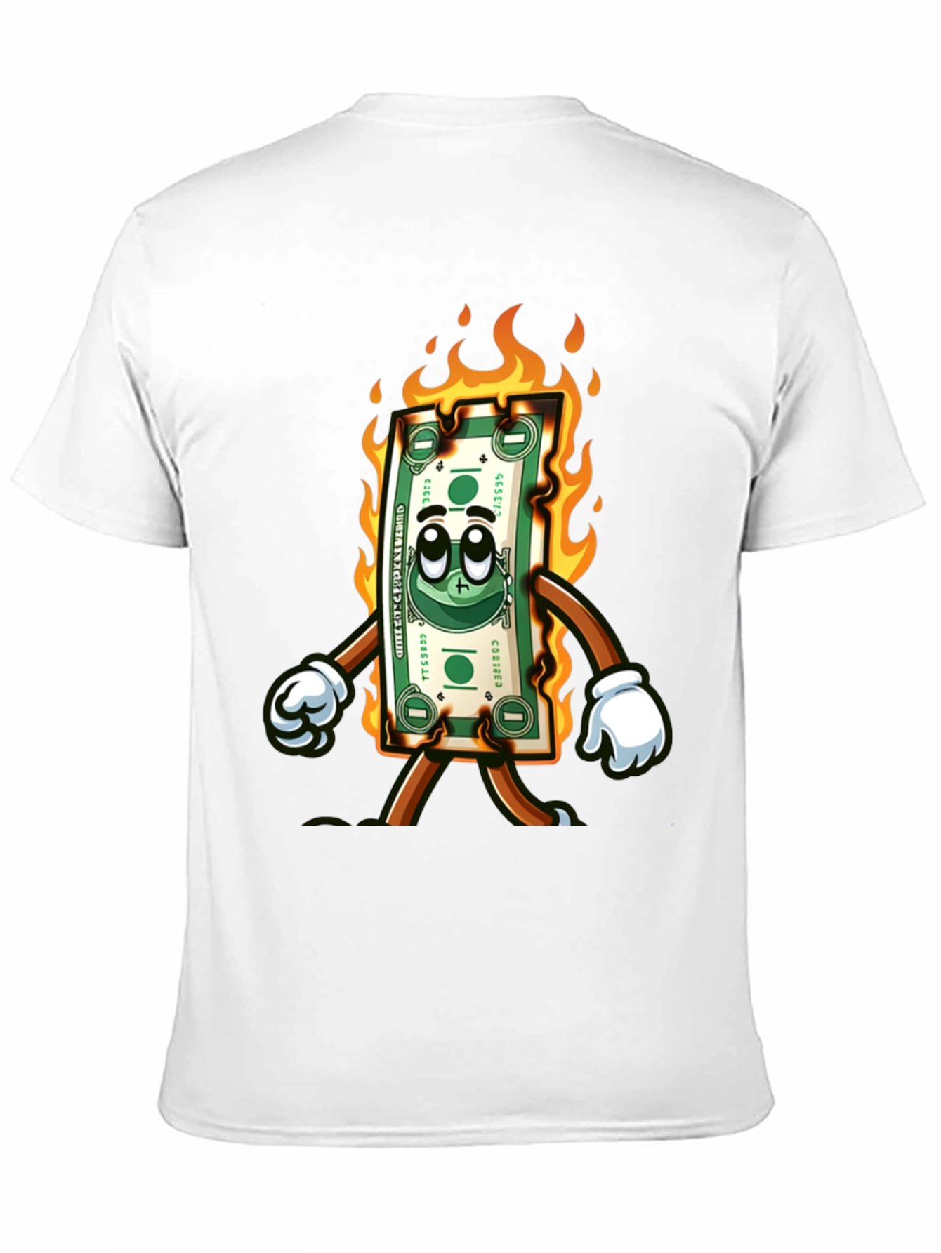 Burning Money Cartoon T-Shirt