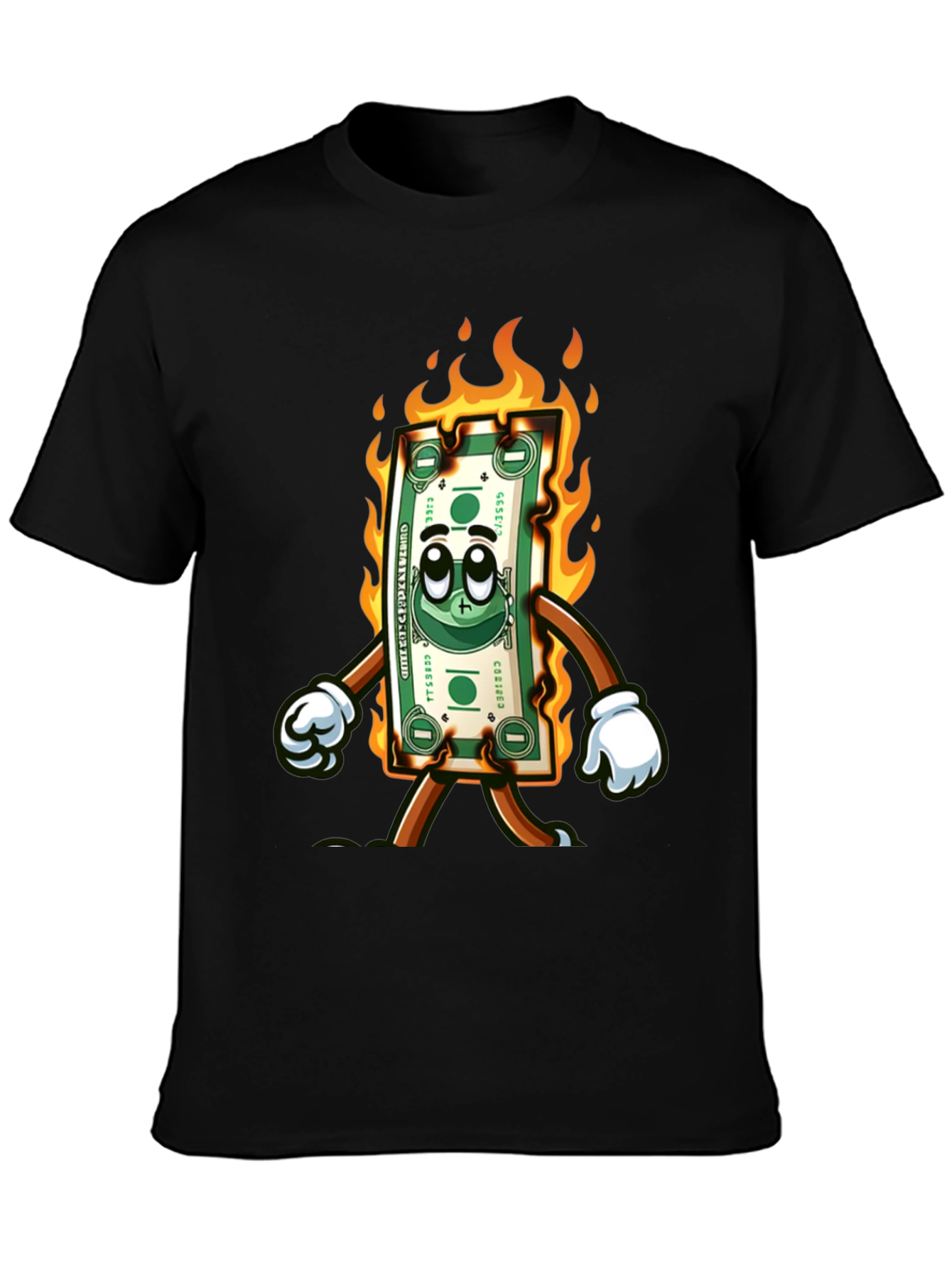 Burning Money Cartoon T-Shirt