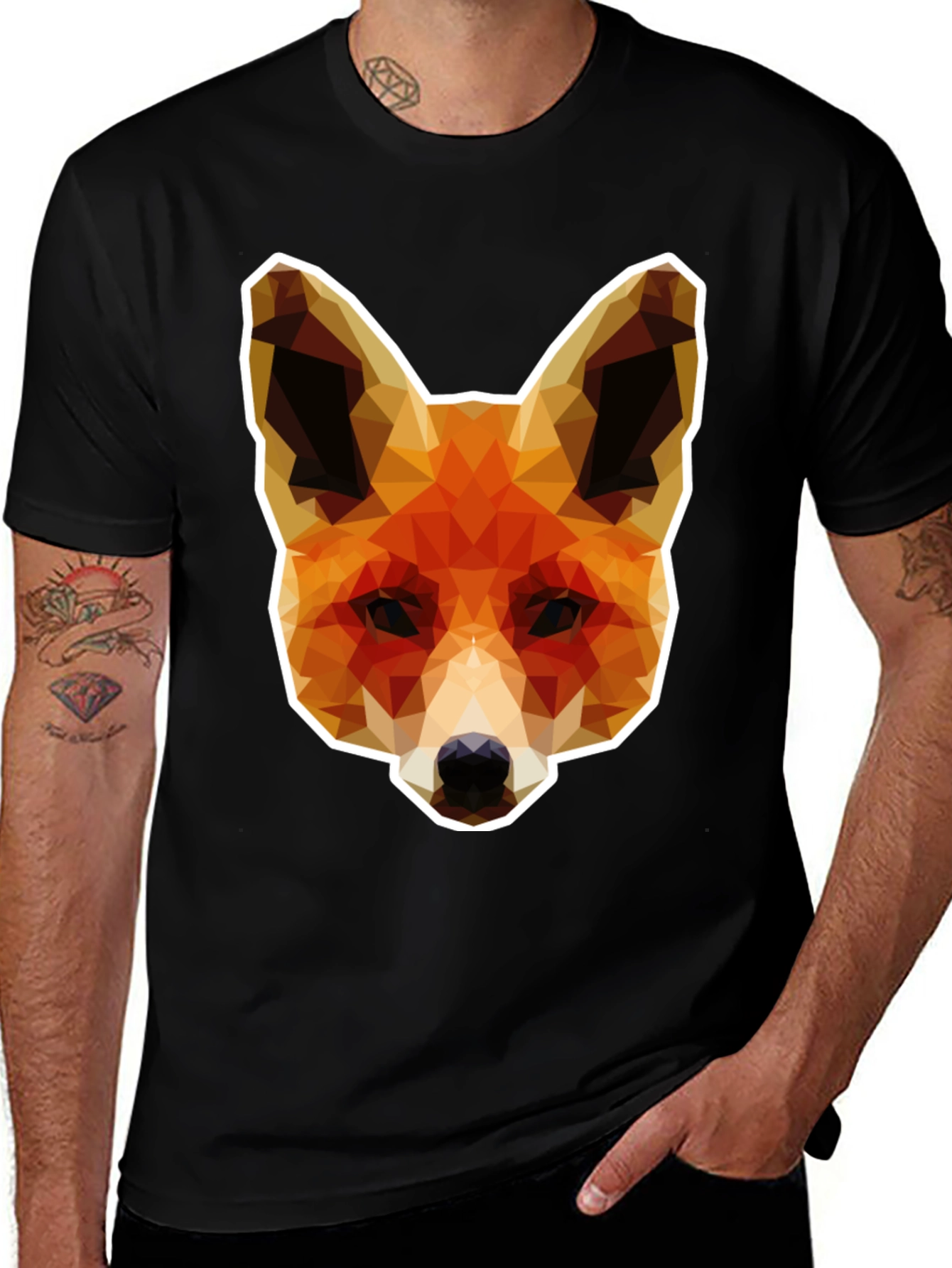 Geometric Fox Graphic Tee - Stylish Unisex T-Shirt