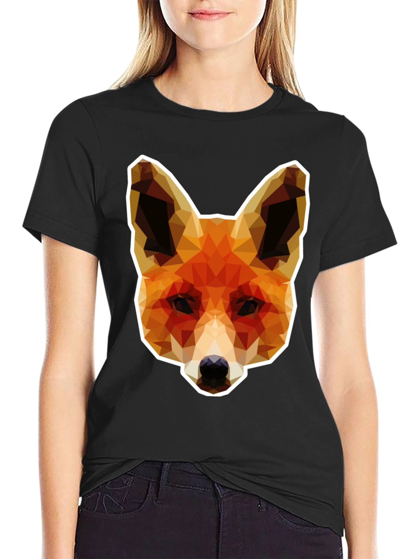 Geometric Fox Graphic Tee - Stylish Unisex T-Shirt