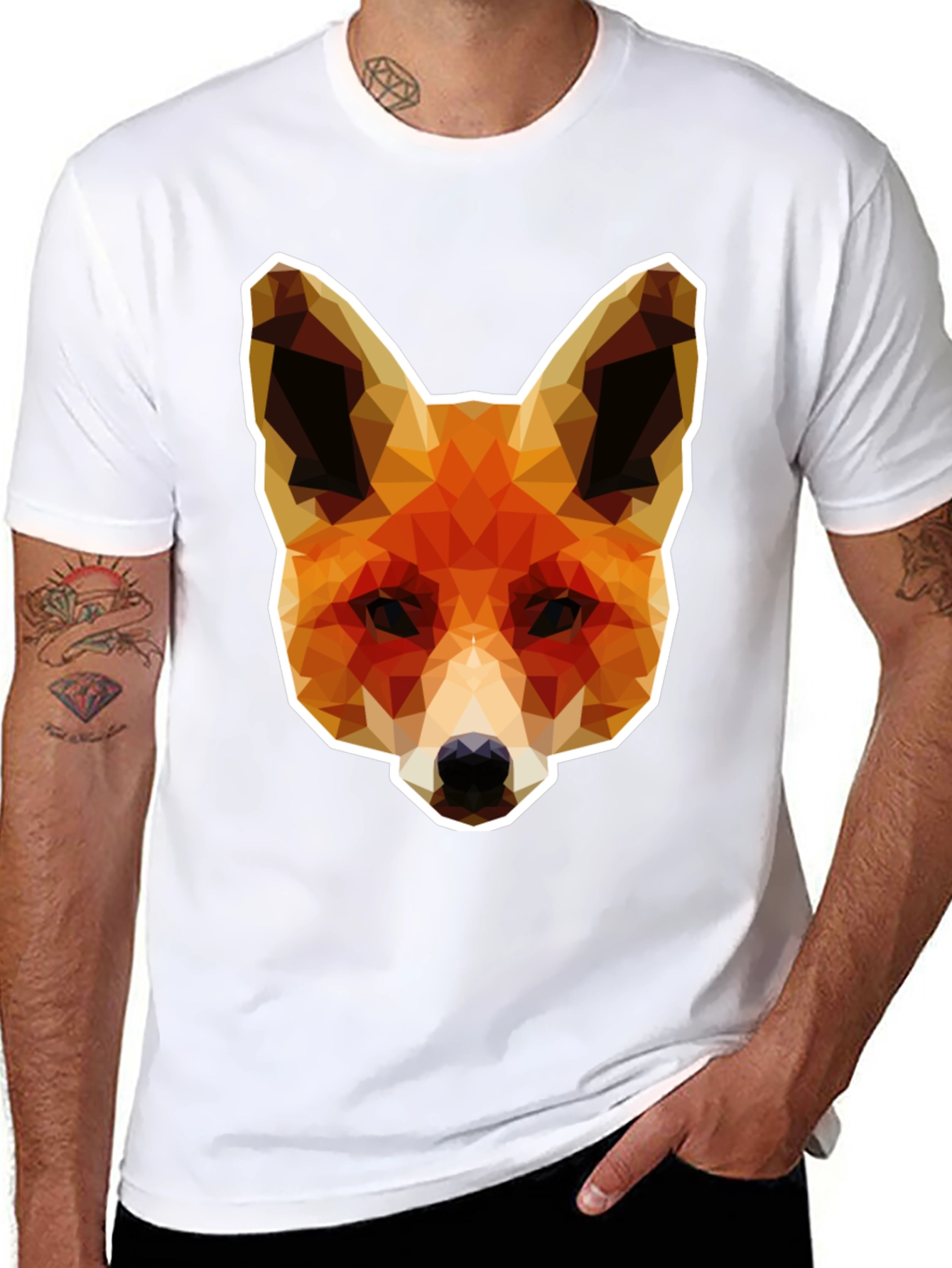 Geometric Fox Graphic Tee - Stylish Unisex T-Shirt