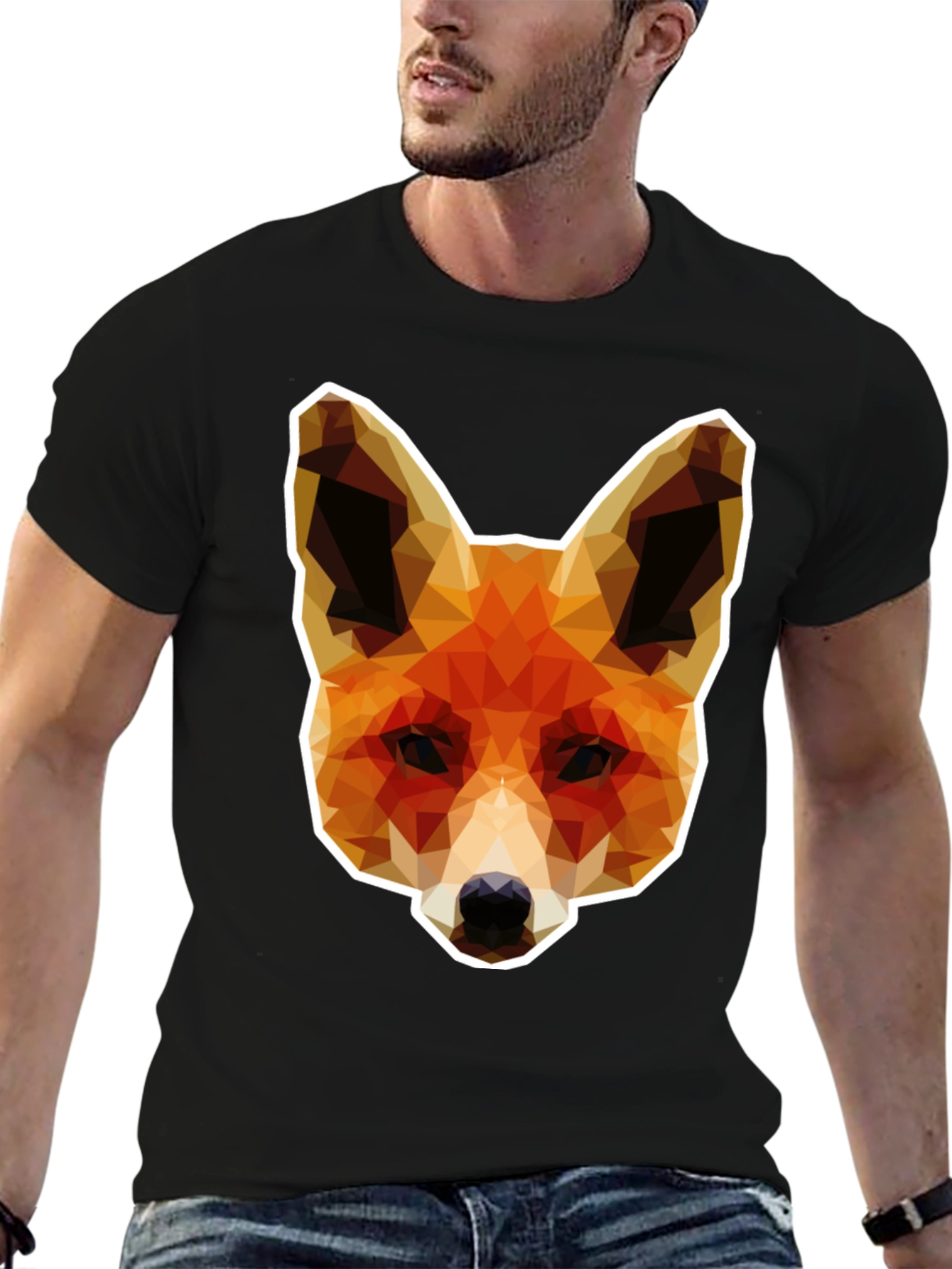 Geometric Fox Graphic Tee - Stylish Unisex T-Shirt