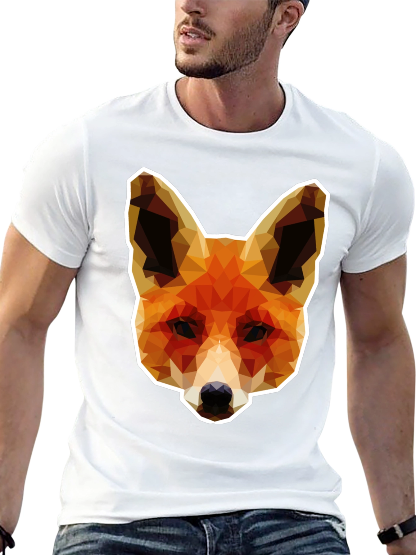 Geometric Fox Graphic Tee - Stylish Unisex T-Shirt