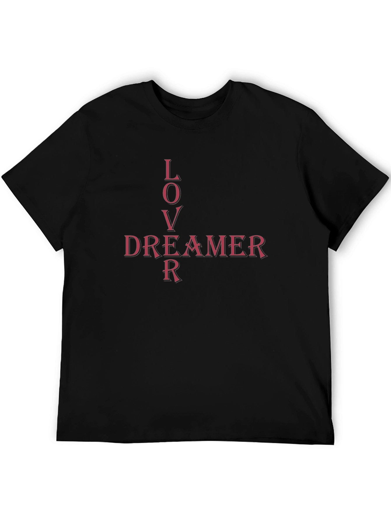 Lover Dreamer Graphic Tee - Casual Black T-Shirt
