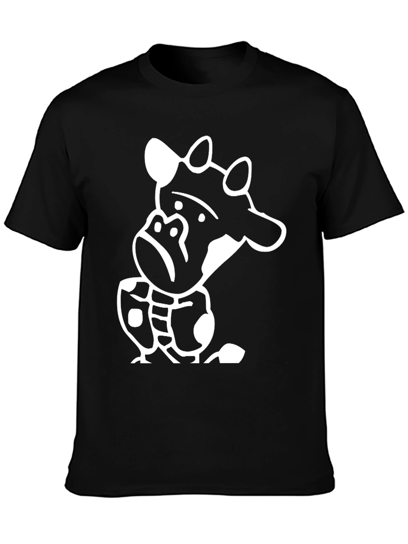 Funny Giraffe Graphic Tee - Black Cotton T-Shirt