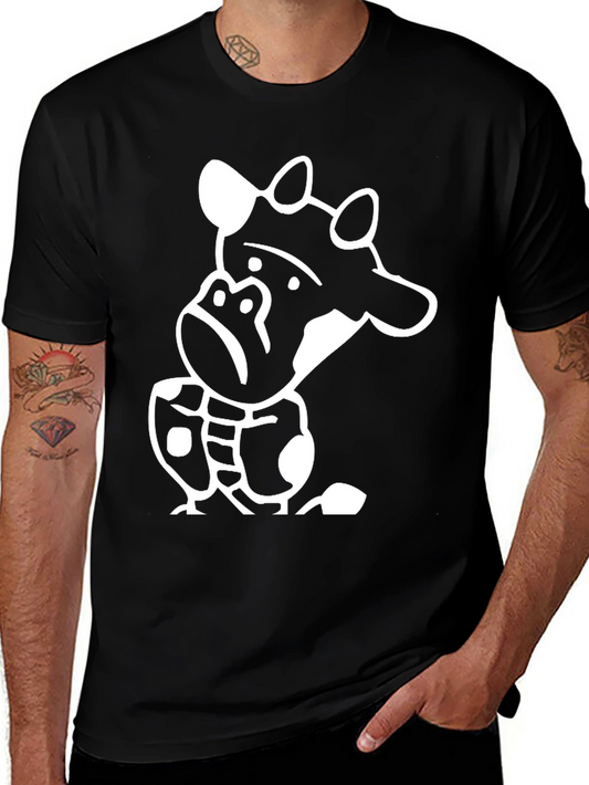 Funny Giraffe Graphic Tee - Black Cotton T-Shirt