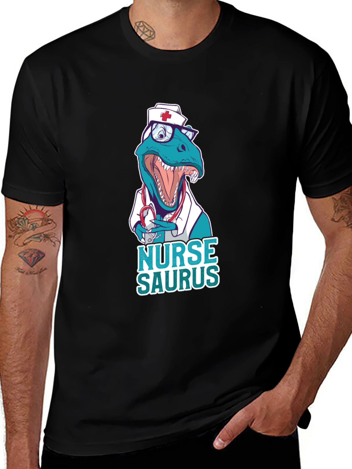 Nurse Saurus Graphic T-Shirt - Funny Dino Tee