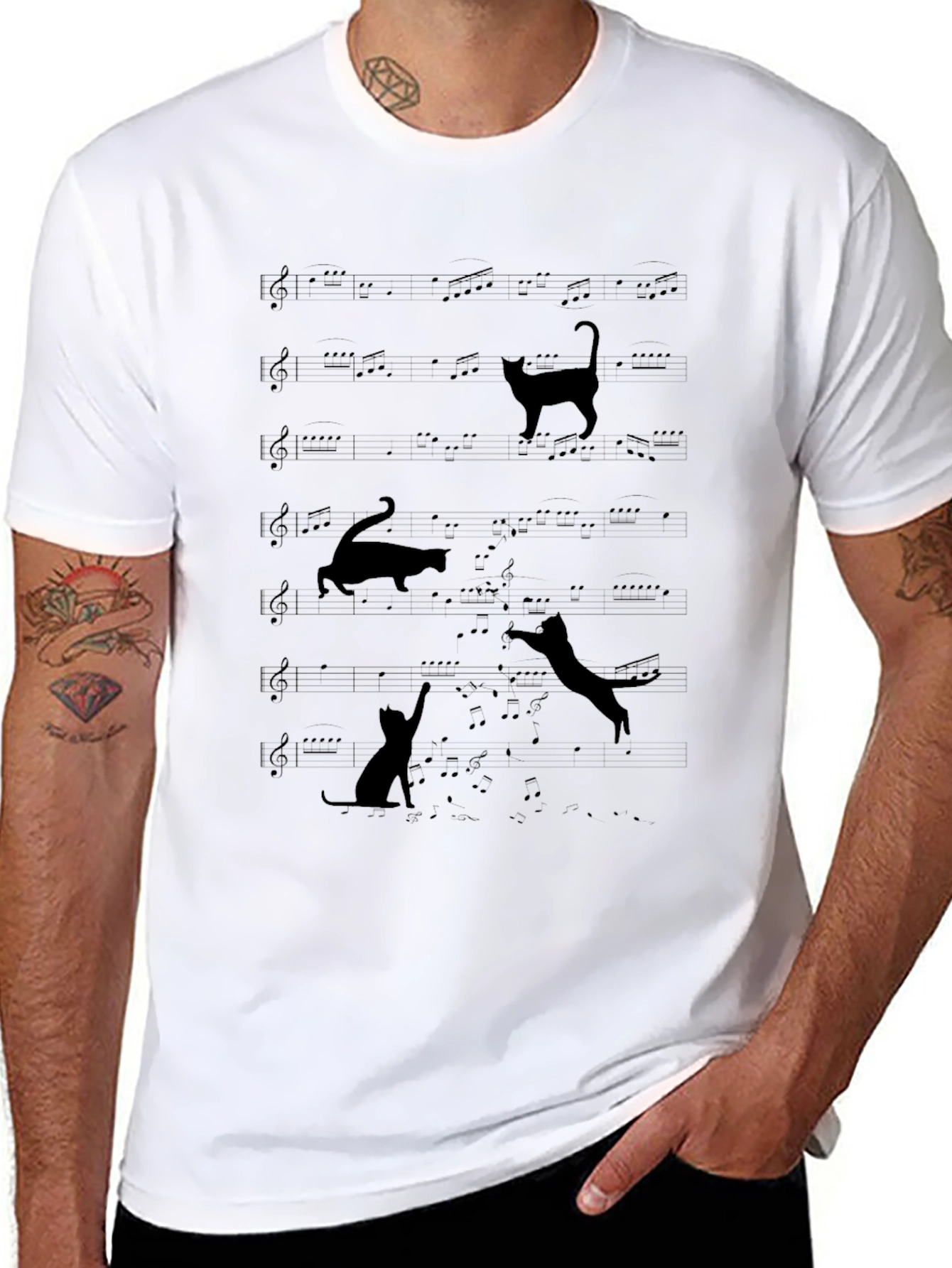Musical Cats T-Shirt - Black Cotton Tee