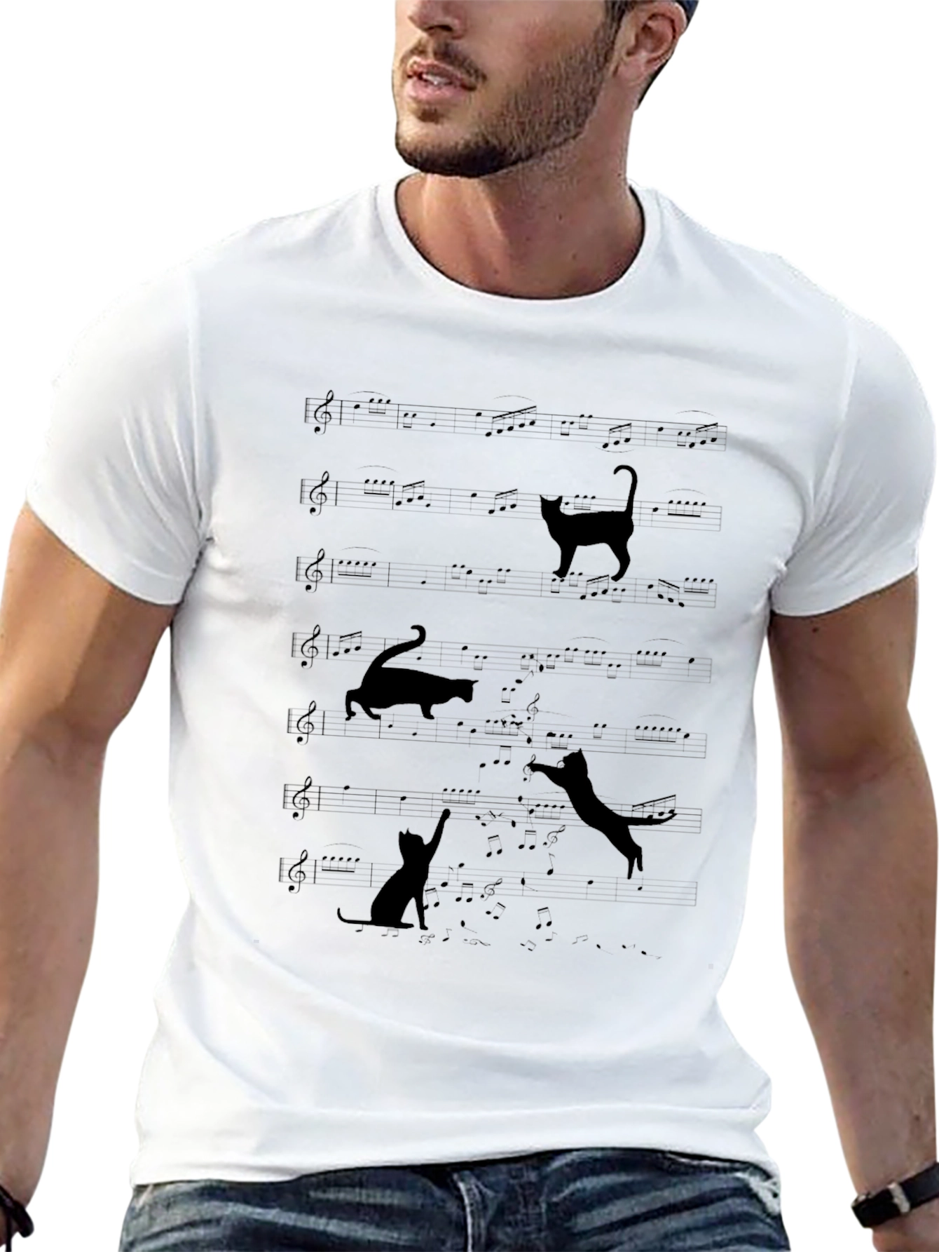 Musical Cats T-Shirt - Black Cotton Tee