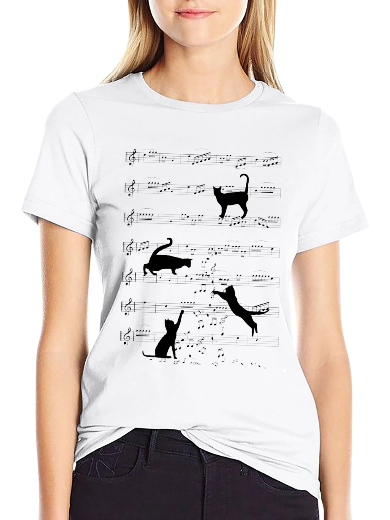 Musical Cats T-Shirt - Black Cotton Tee