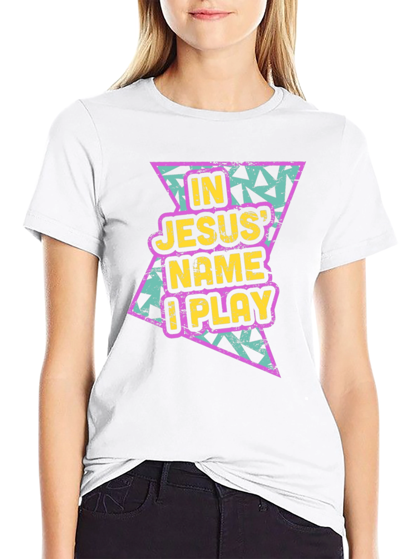 In Jesus Name I Play Black T-Shirt