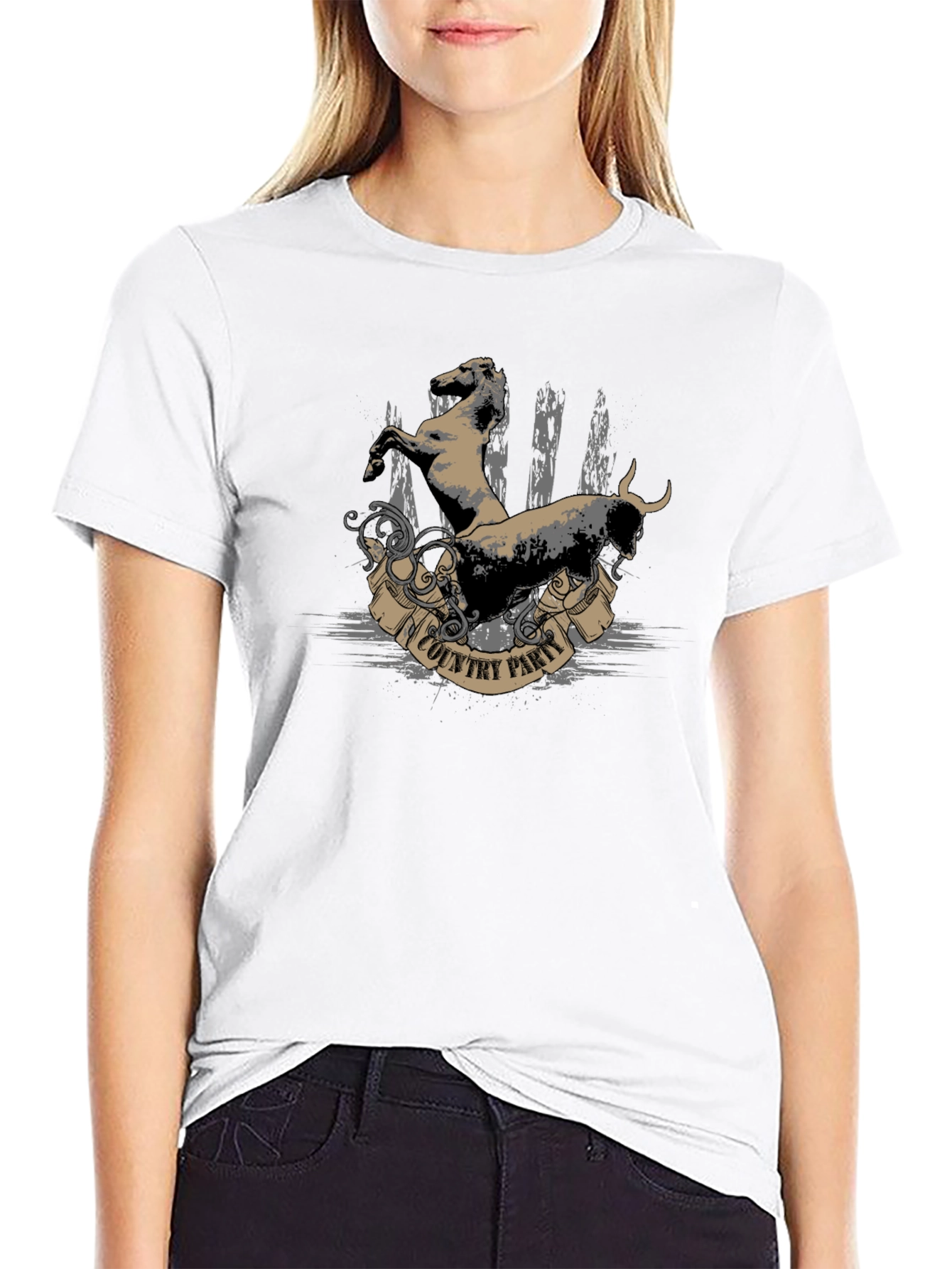 Country Party Graphic T-Shirt - Black