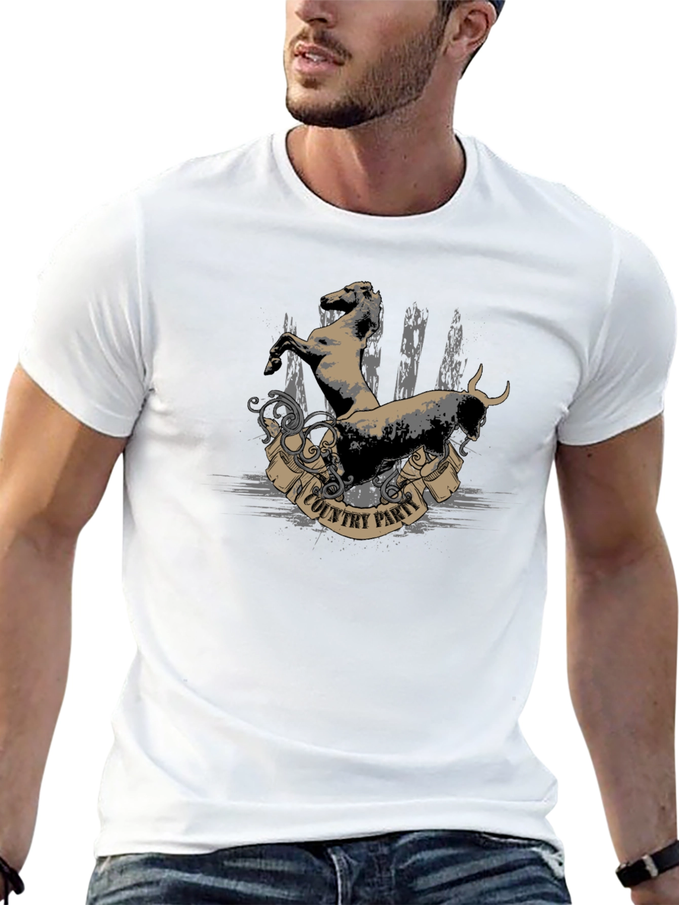 Country Party Graphic T-Shirt - Black