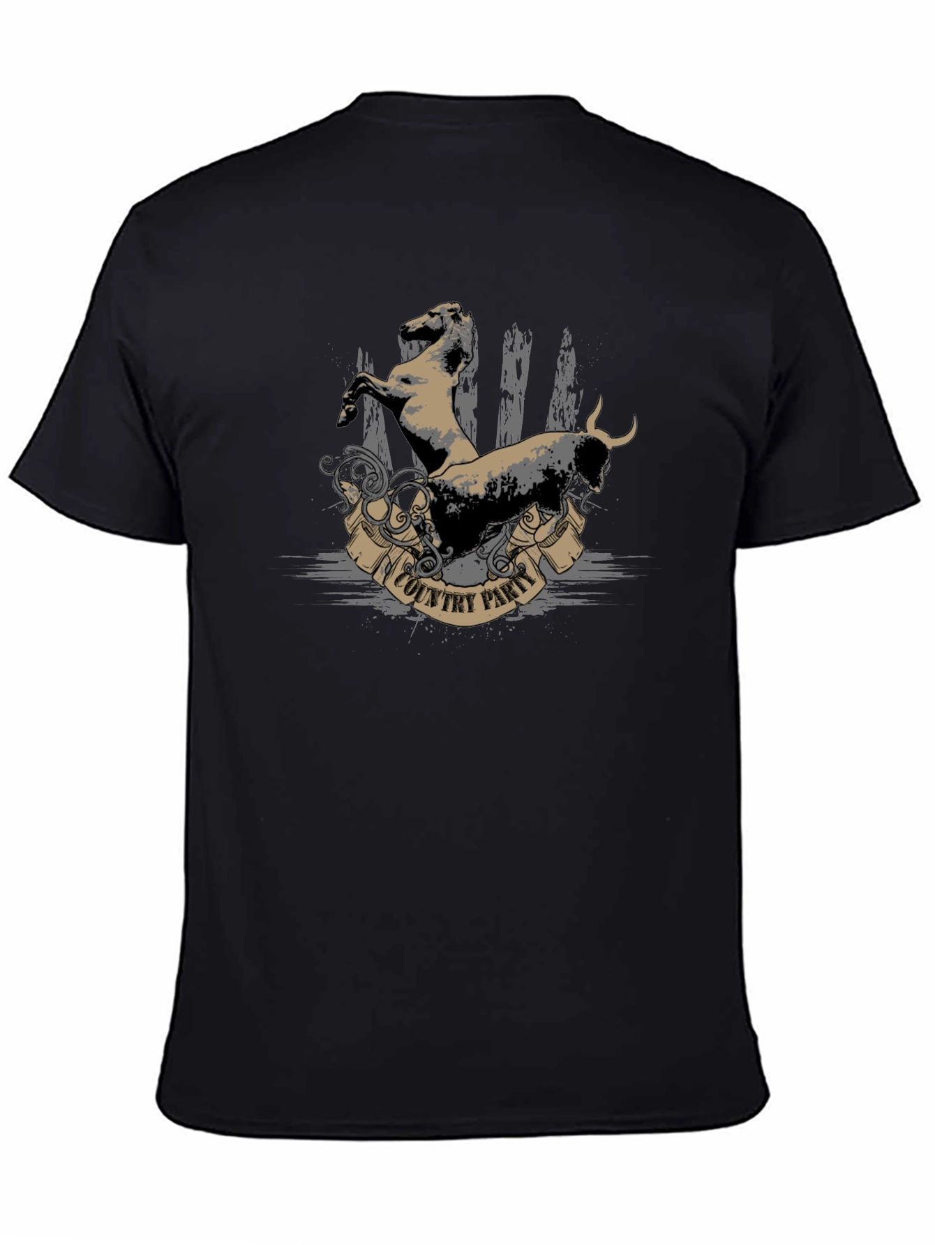 Country Party Graphic T-Shirt - Black