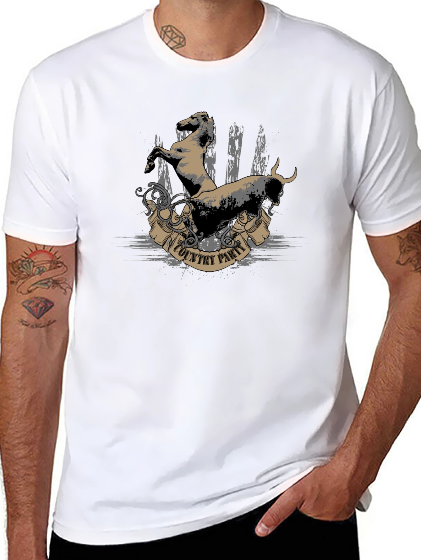 Country Party Graphic T-Shirt - Black