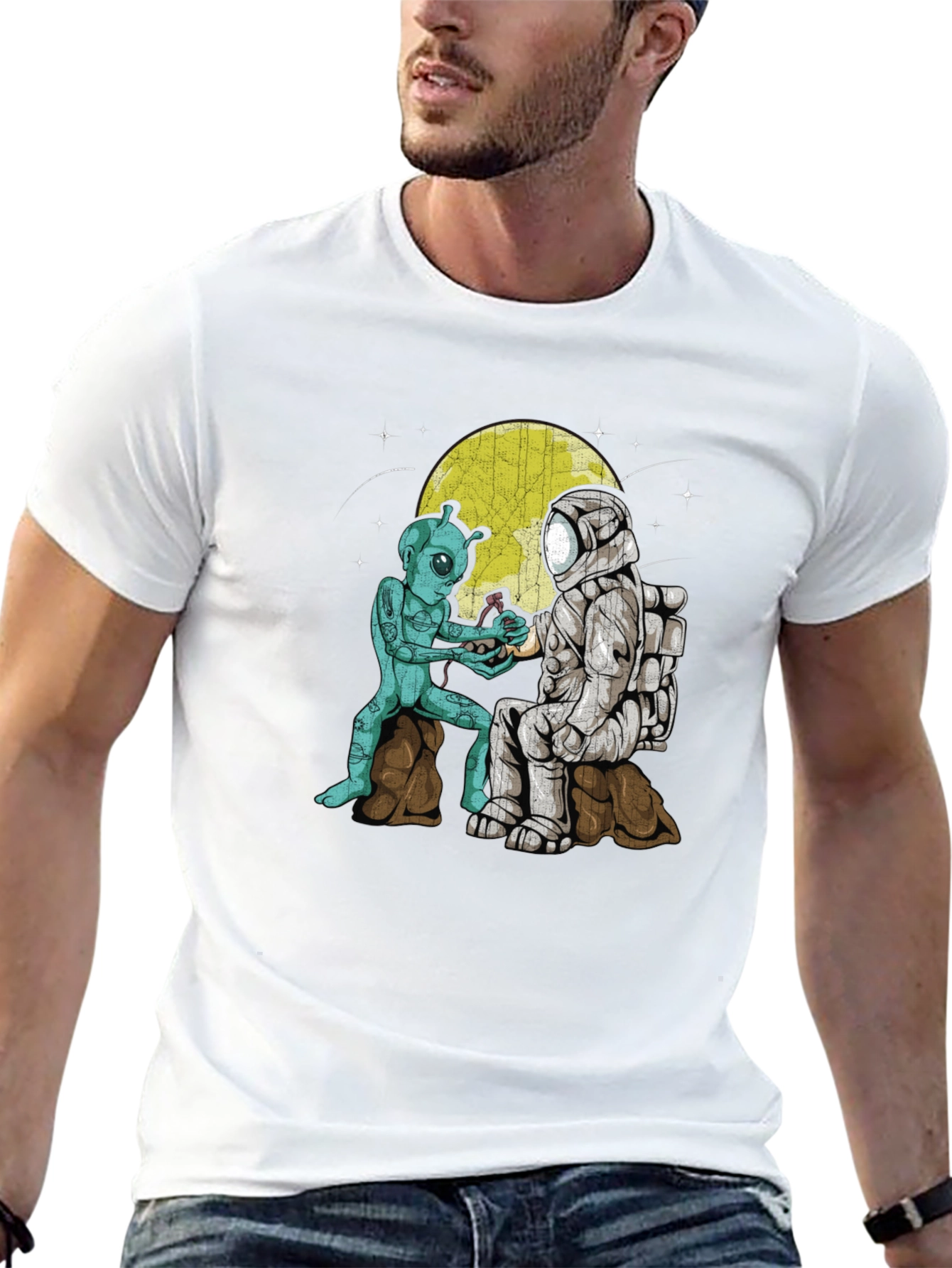 Alien & Astronaut T-Shirt: Space Friendship Graphic Tee