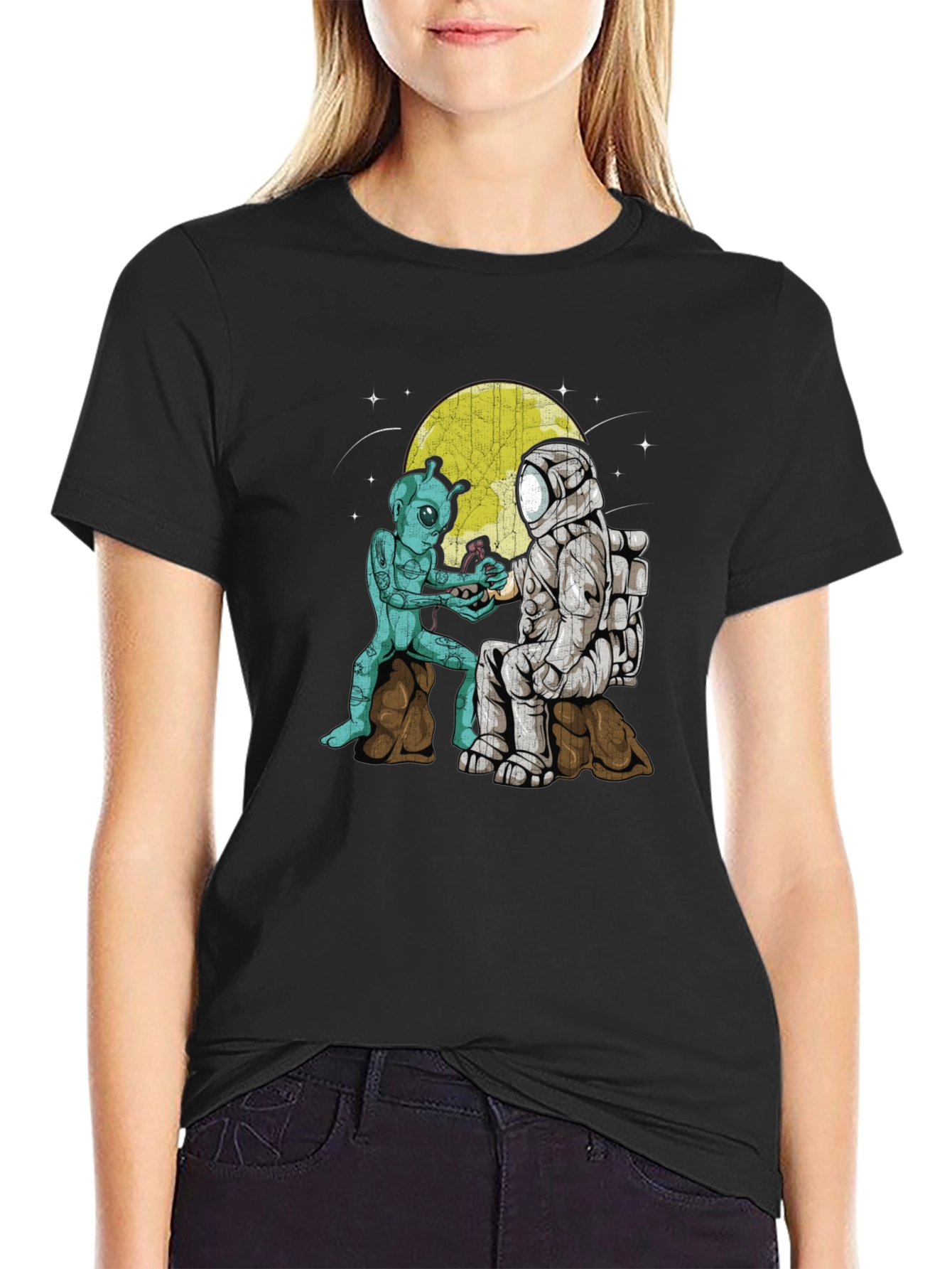 Alien & Astronaut T-Shirt: Space Friendship Graphic Tee
