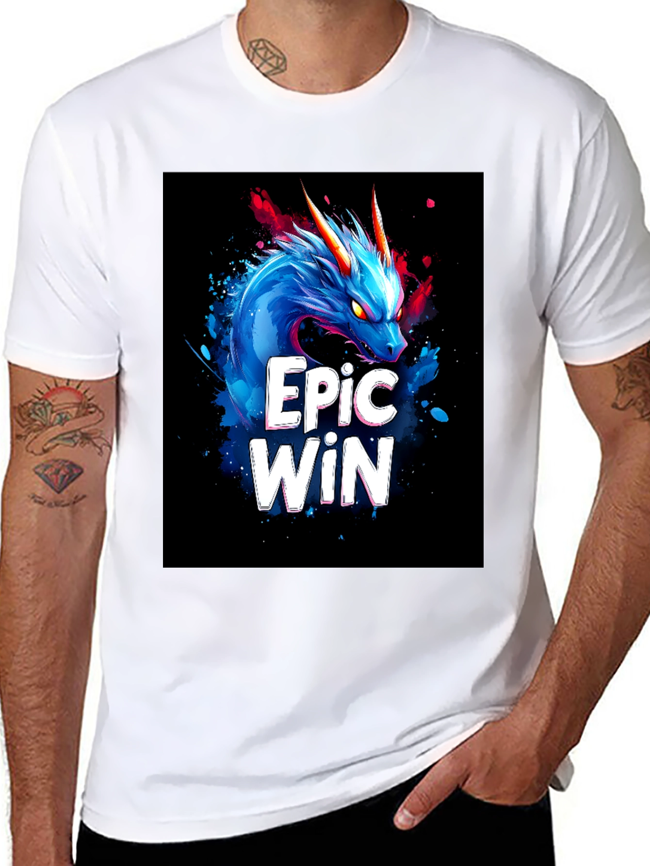 Epic Win Dragon Graphic Tee - Black Cotton