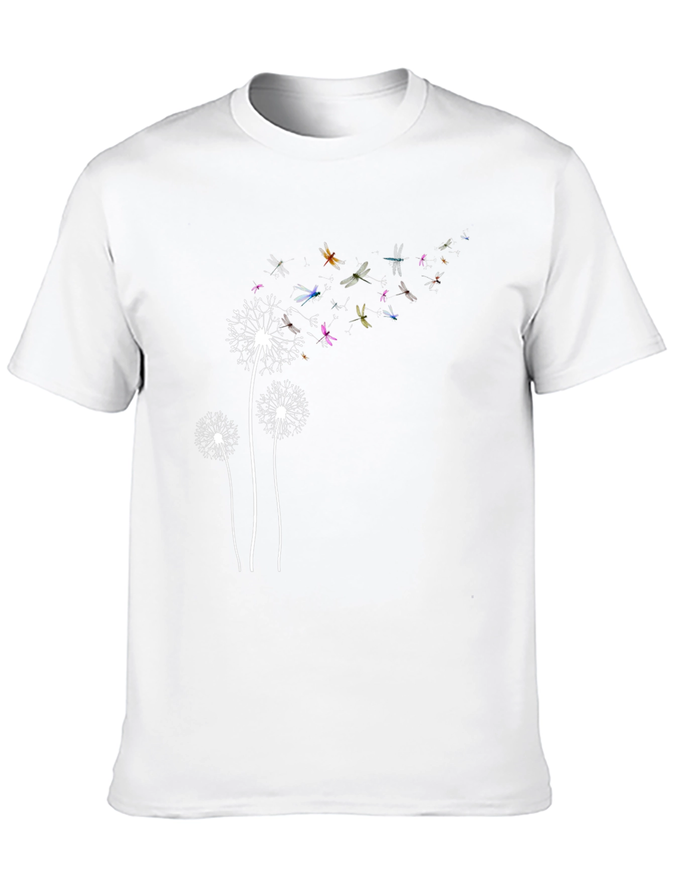 Dandelion Dragonfly Print Black T-Shirt