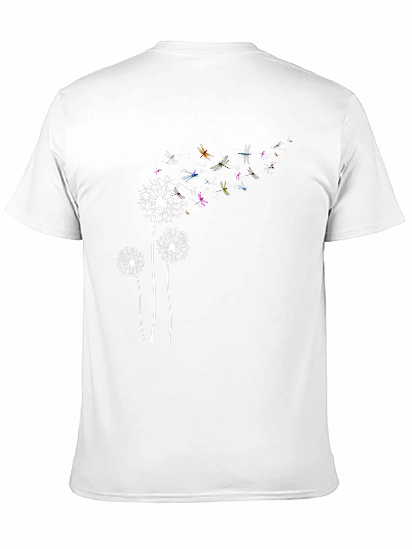 Dandelion Dragonfly Print Black T-Shirt
