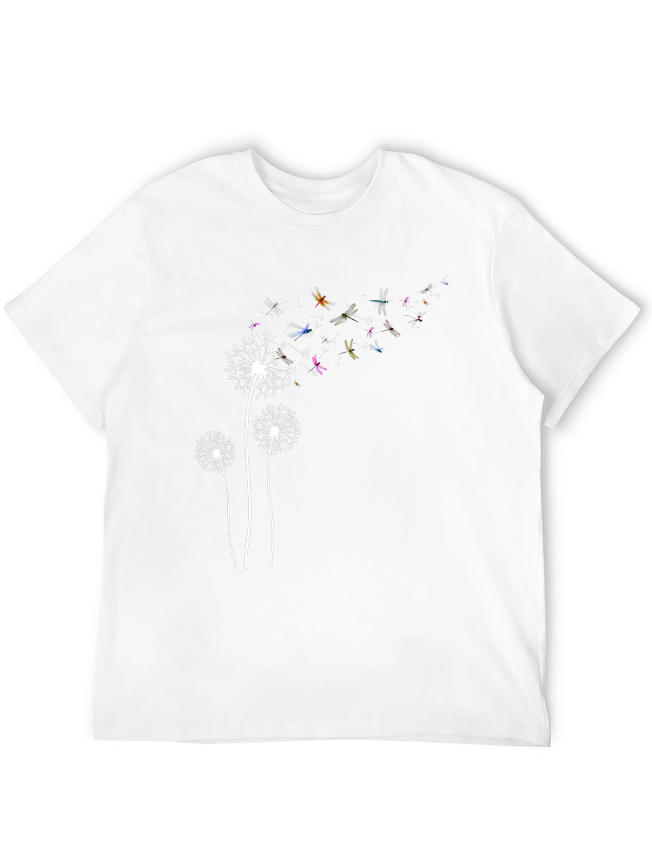 Dandelion Dragonfly Print Black T-Shirt