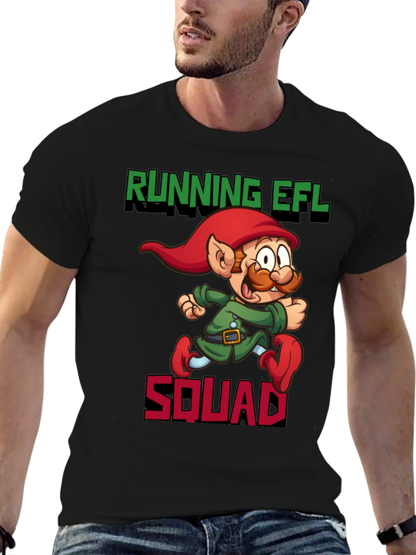 Running EFL Squad Graphic Tee - Black Cotton T-Shirt