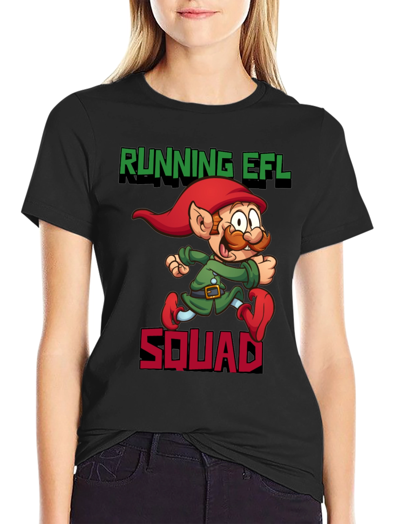 Running EFL Squad Graphic Tee - Black Cotton T-Shirt