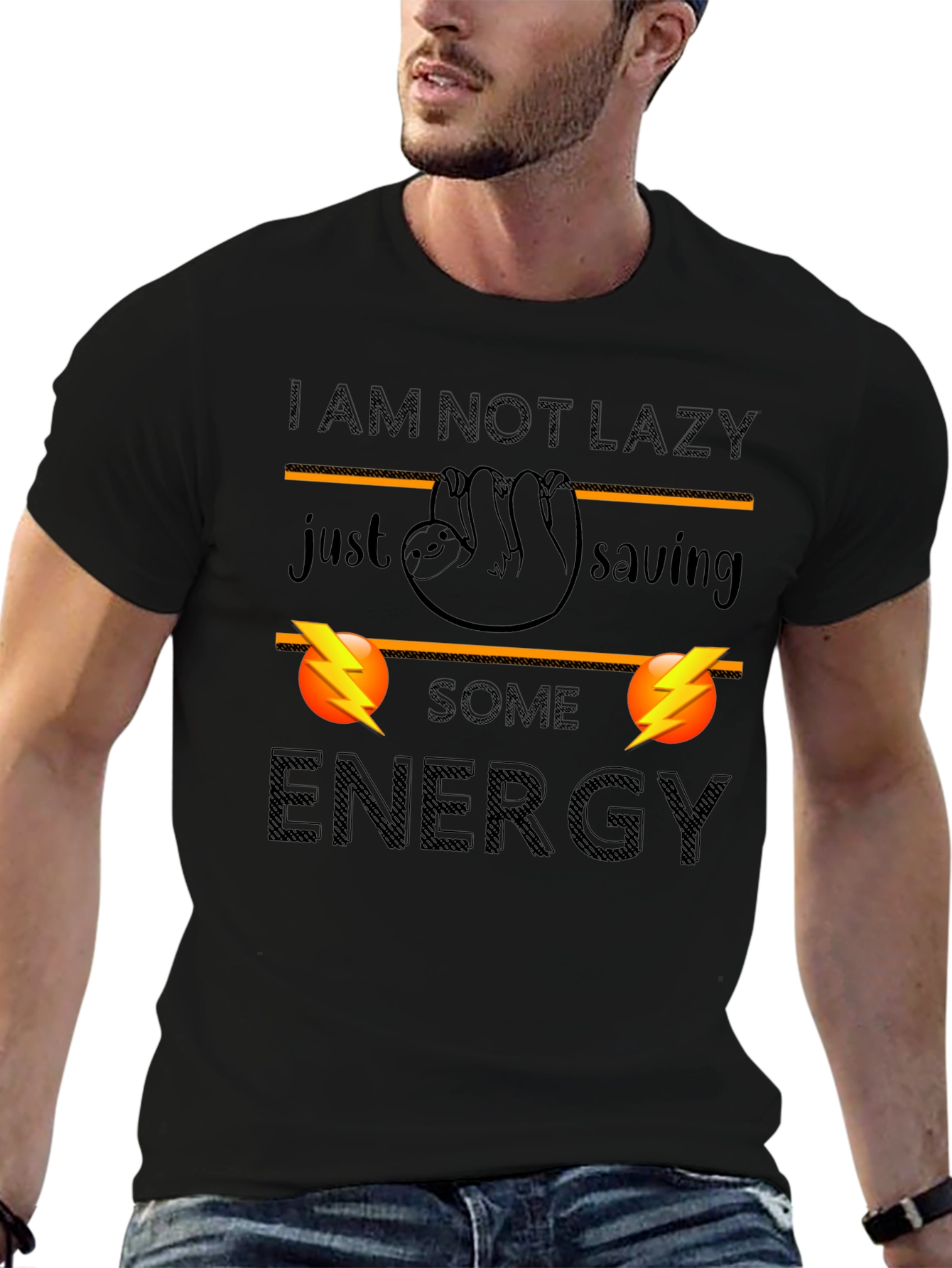 Funny Sloth Energy Saving Graphic T-Shirt