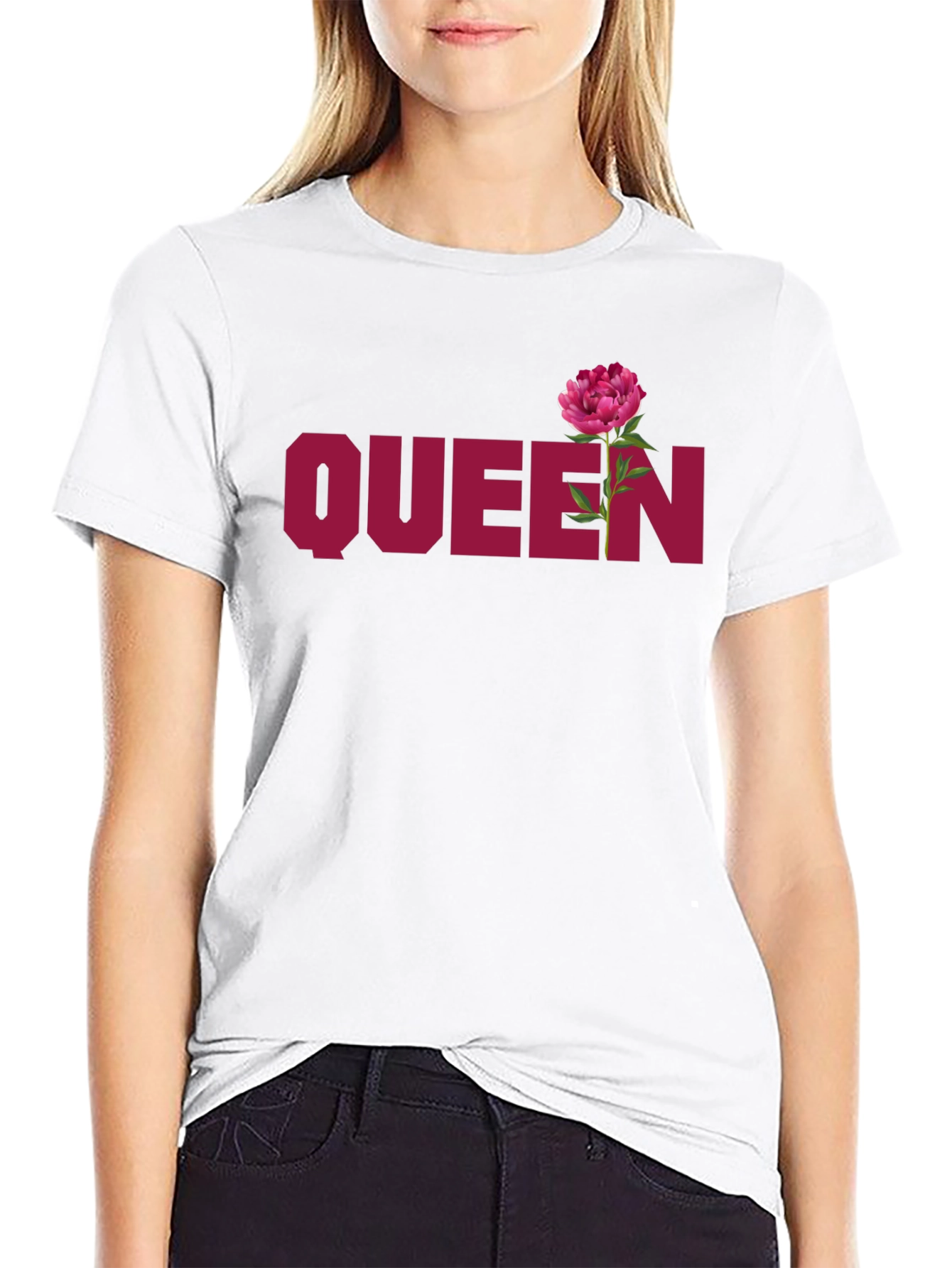 Queen Flower Graphic Black T-Shirt