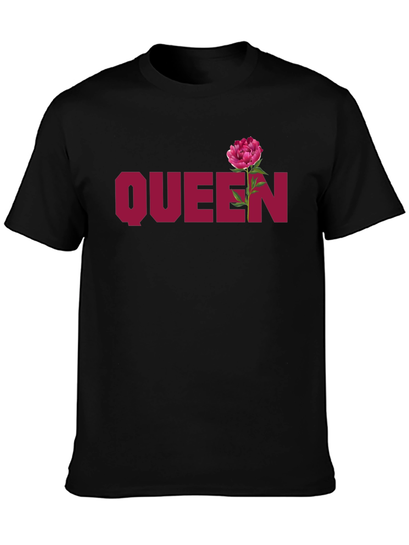 Queen Flower Graphic Black T-Shirt