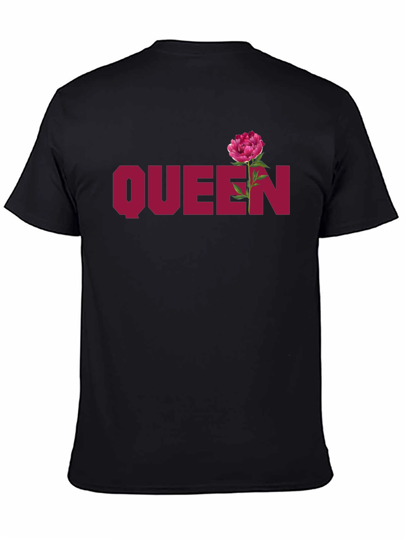 Queen Flower Graphic Black T-Shirt