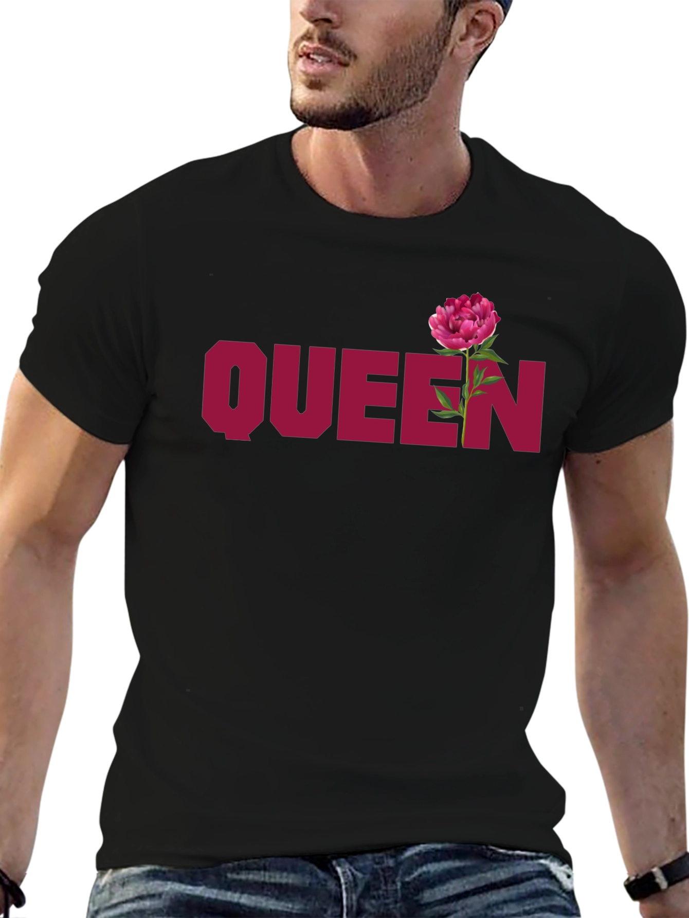 Queen Flower Graphic Black T-Shirt