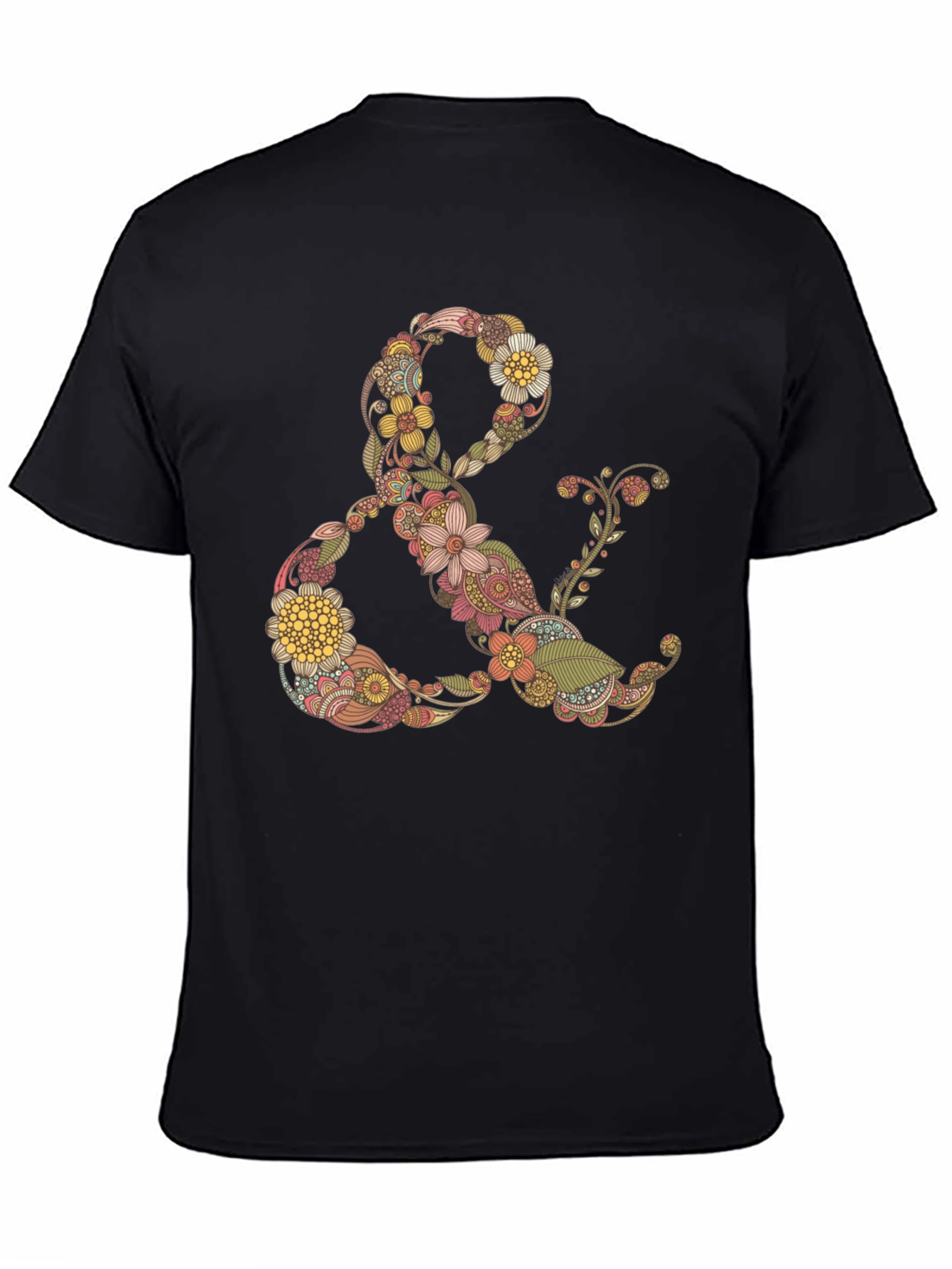 Floral Ampersand Graphic Tee - Black Casual T-Shirt