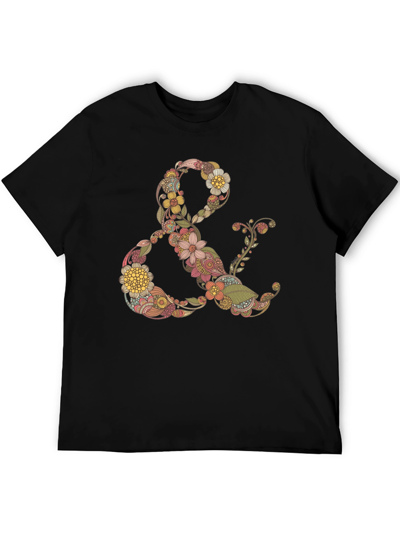 Floral Ampersand Graphic Tee - Black Casual T-Shirt