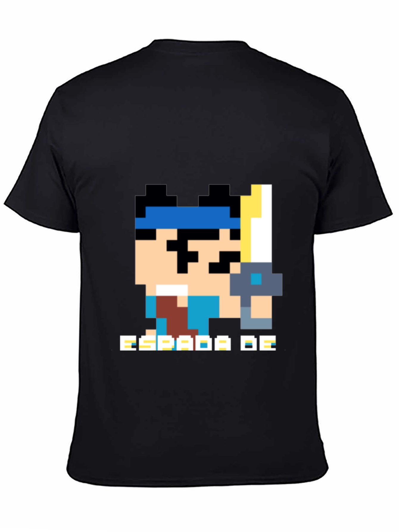 Pixel Art Espada De Graphic Black T-Shirt