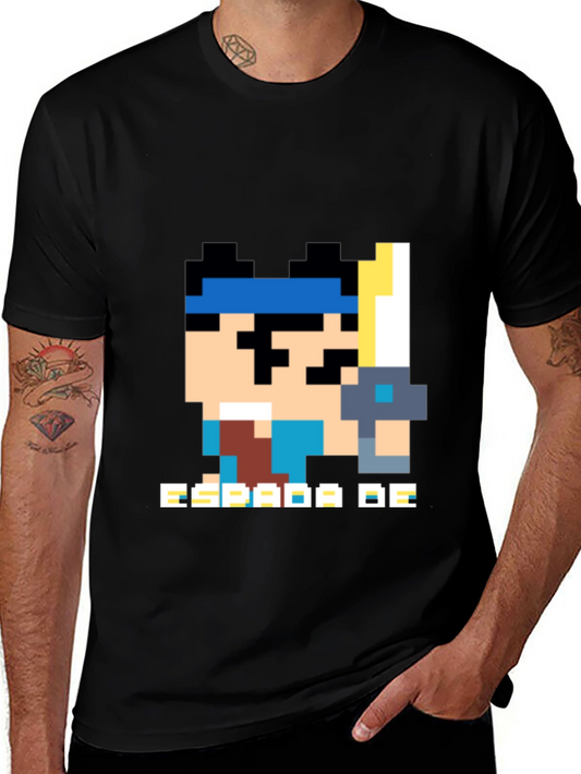 Pixel Art Espada De Graphic Black T-Shirt