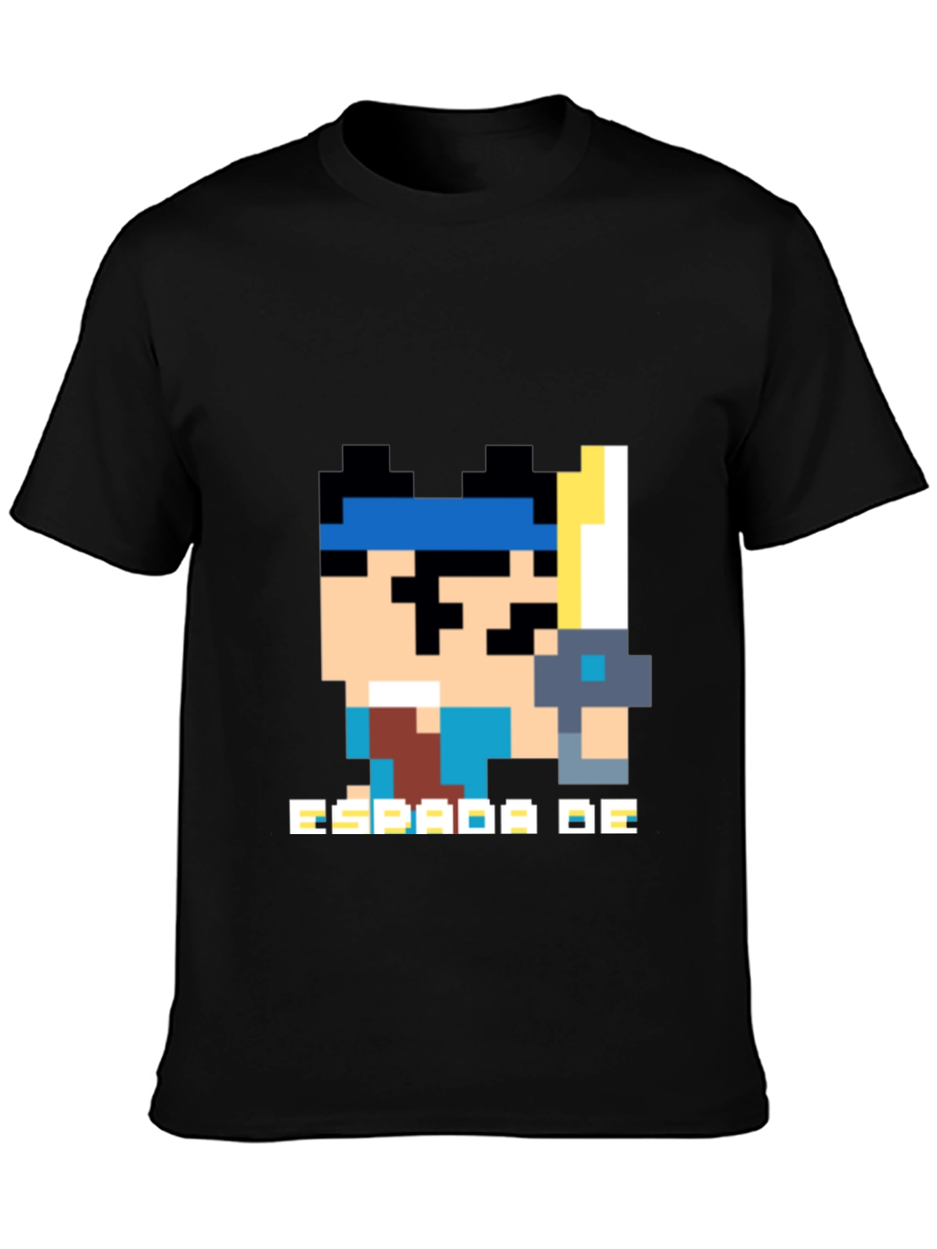 Pixel Art Espada De Graphic Black T-Shirt
