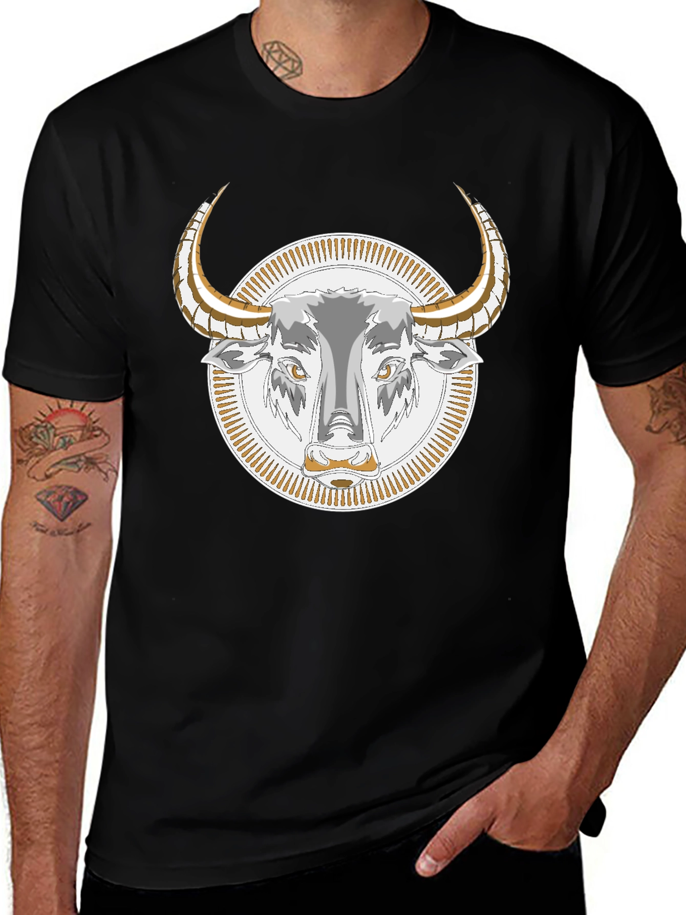 Bull Graphic Tee - Black Cotton T-Shirt