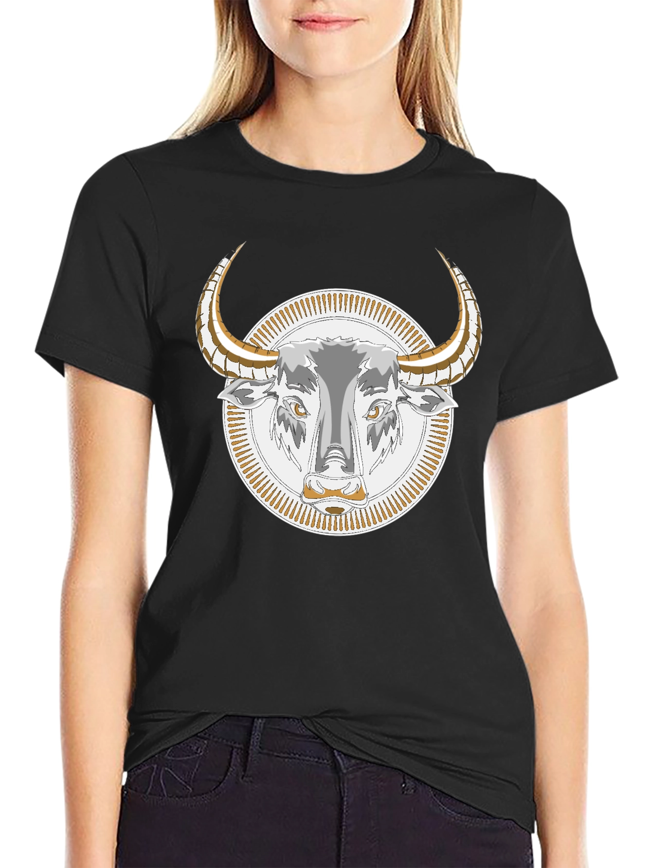 Bull Graphic Tee - Black Cotton T-Shirt