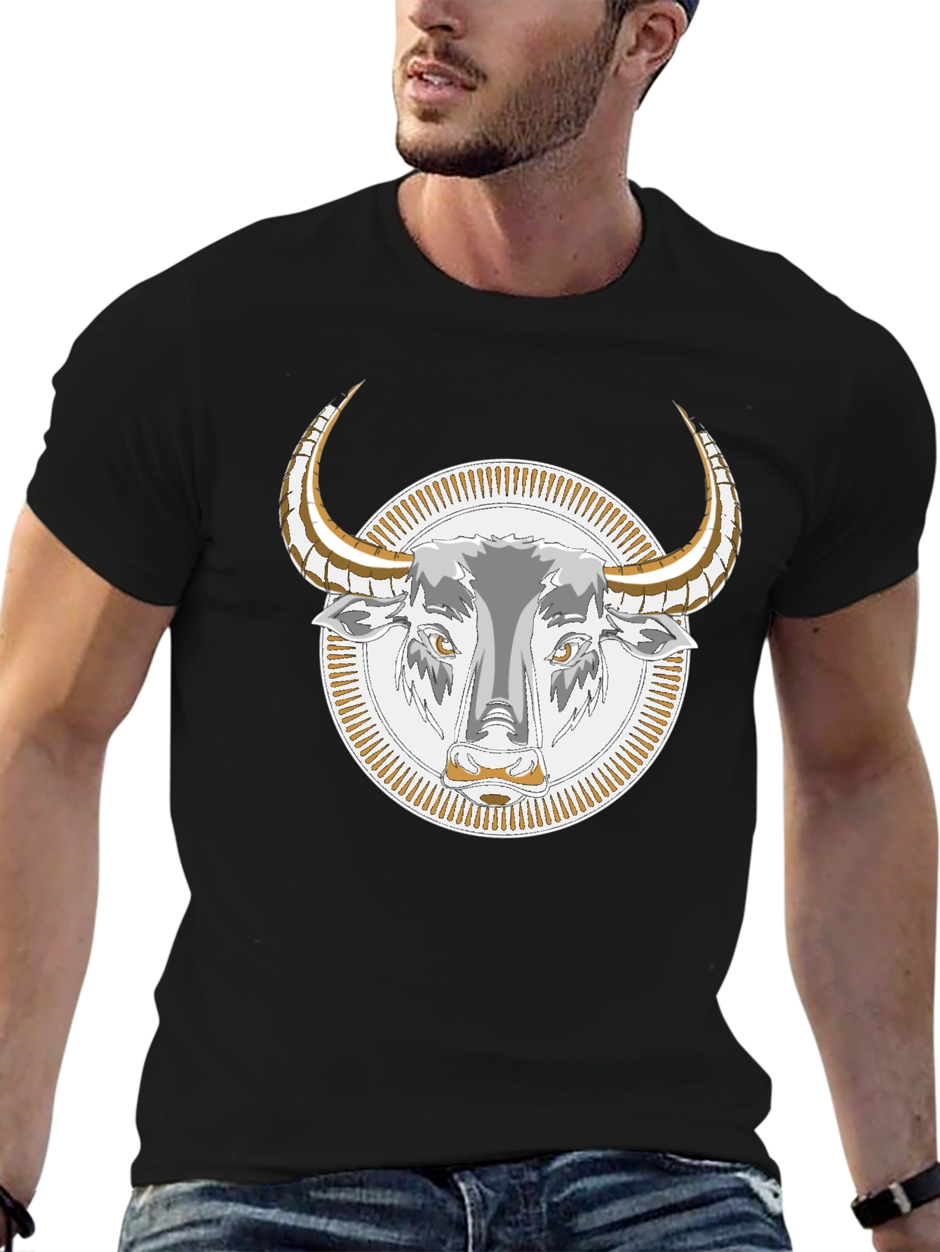 Bull Graphic Tee - Black Cotton T-Shirt