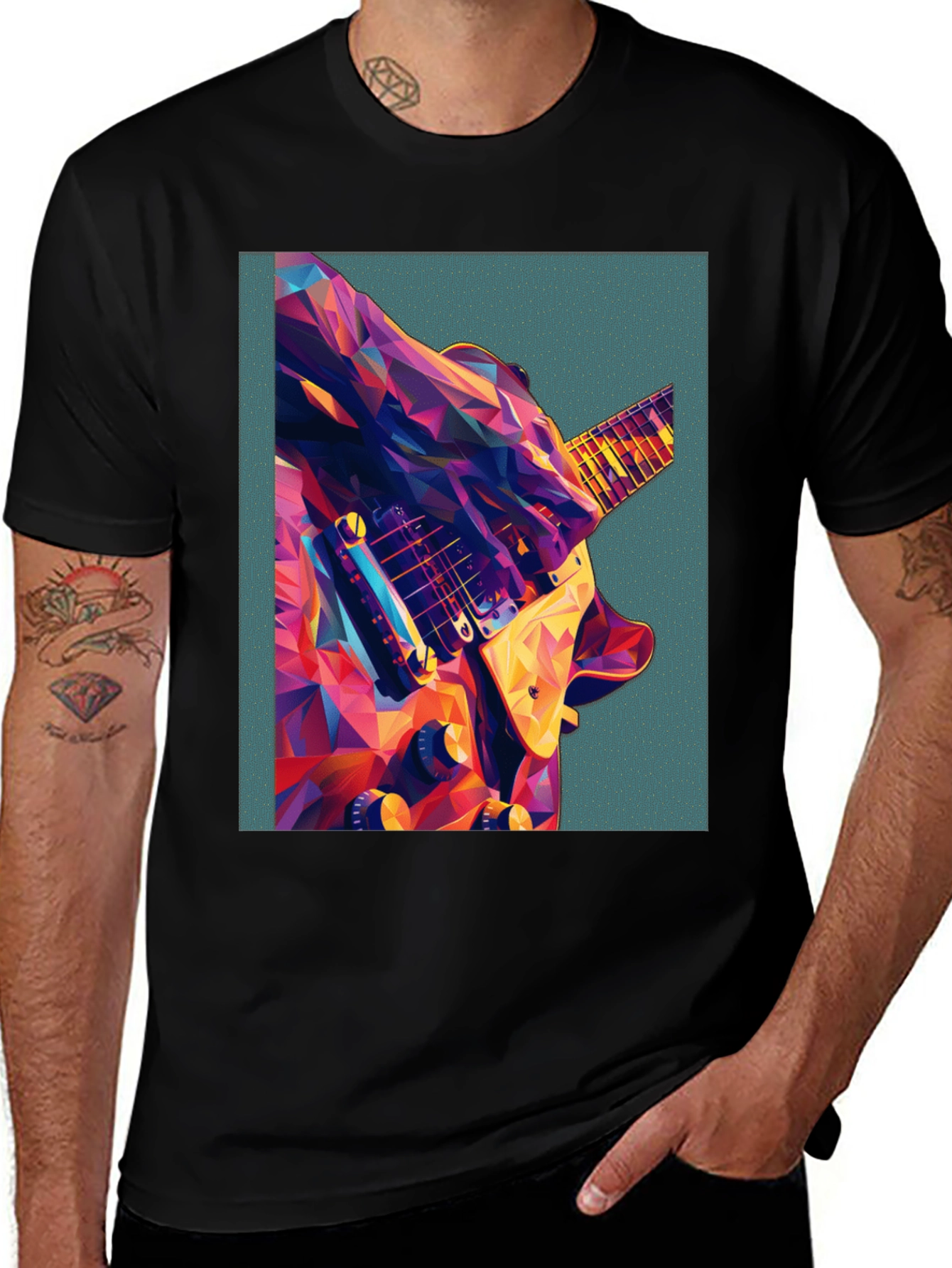 Abstract Guitar Graphic Tee - Music Lover Shirt