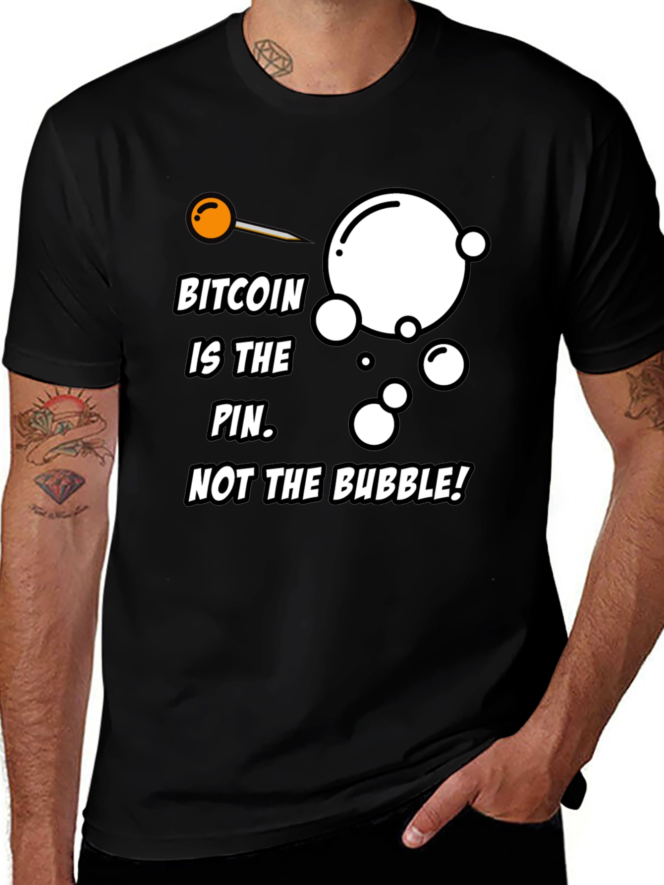 Bitcoin Pin Bubble Graphic T-Shirt